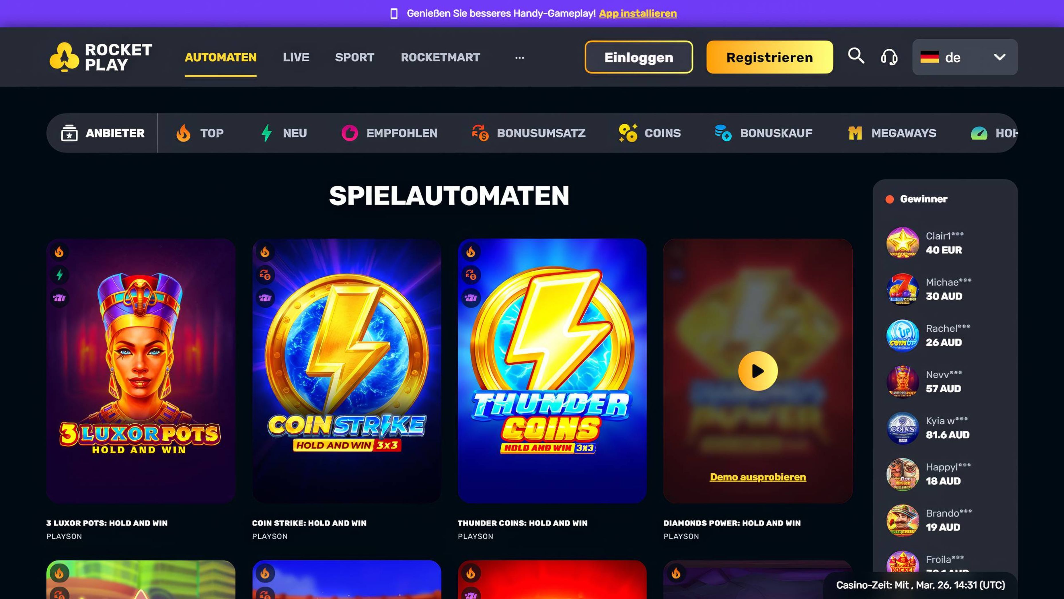 Rocketplay desktop screenshot 2