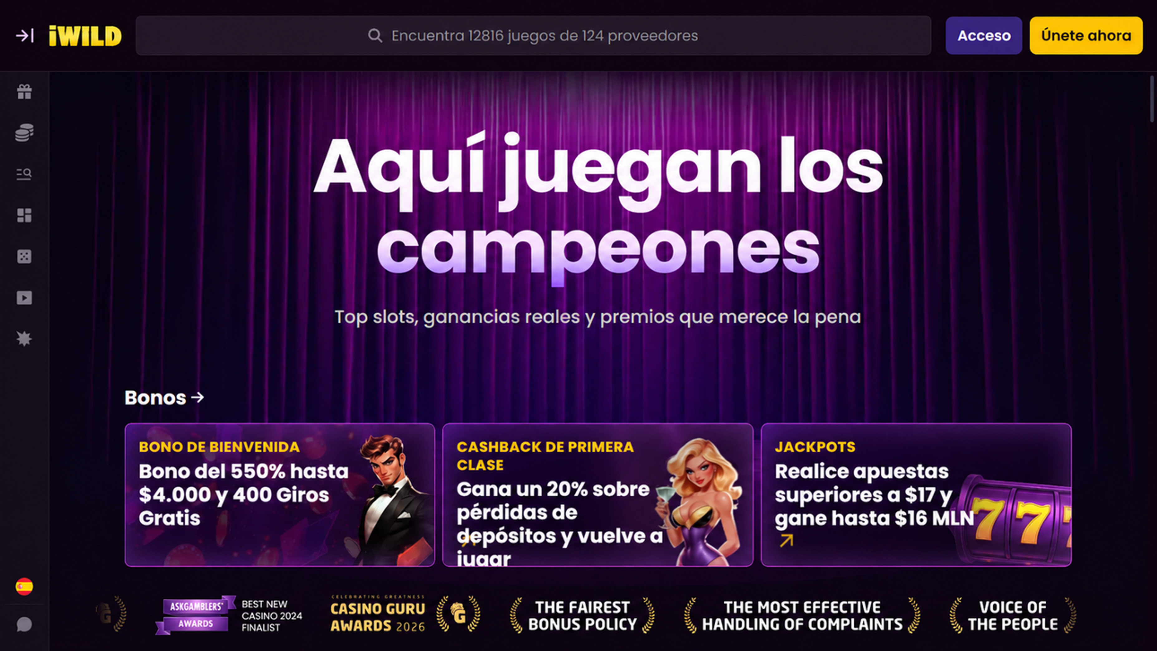 iWild Casino desktop screenshot 1