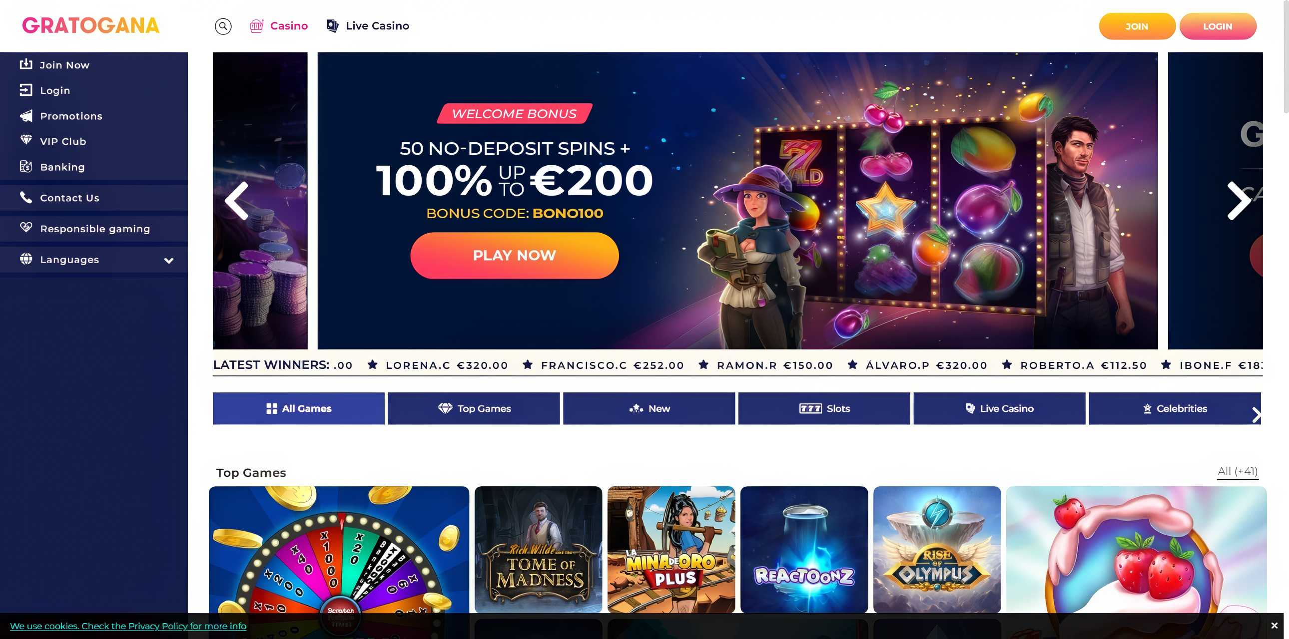 Página de inicio de GratoGana