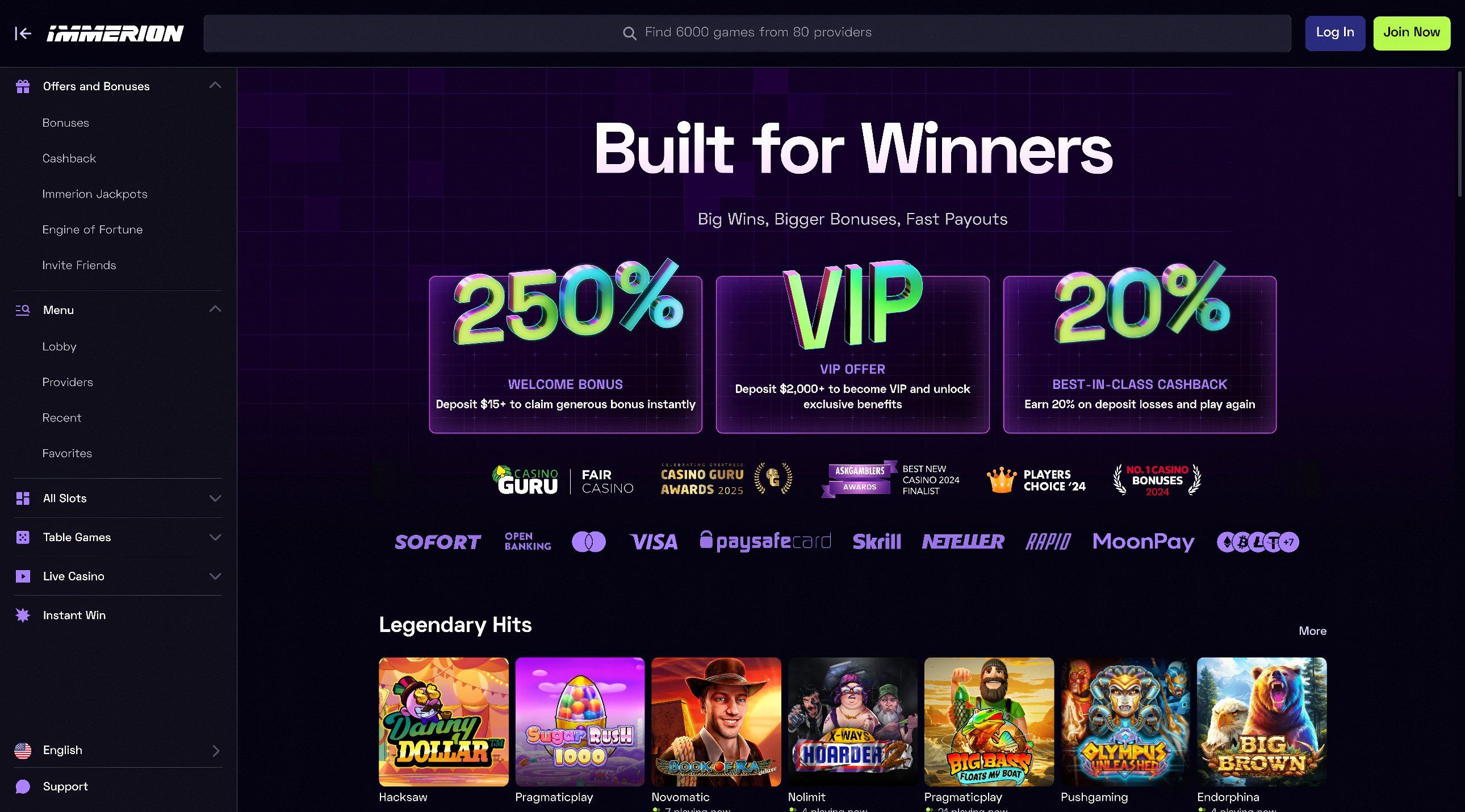 Immerion Casino desktop screenshot 1