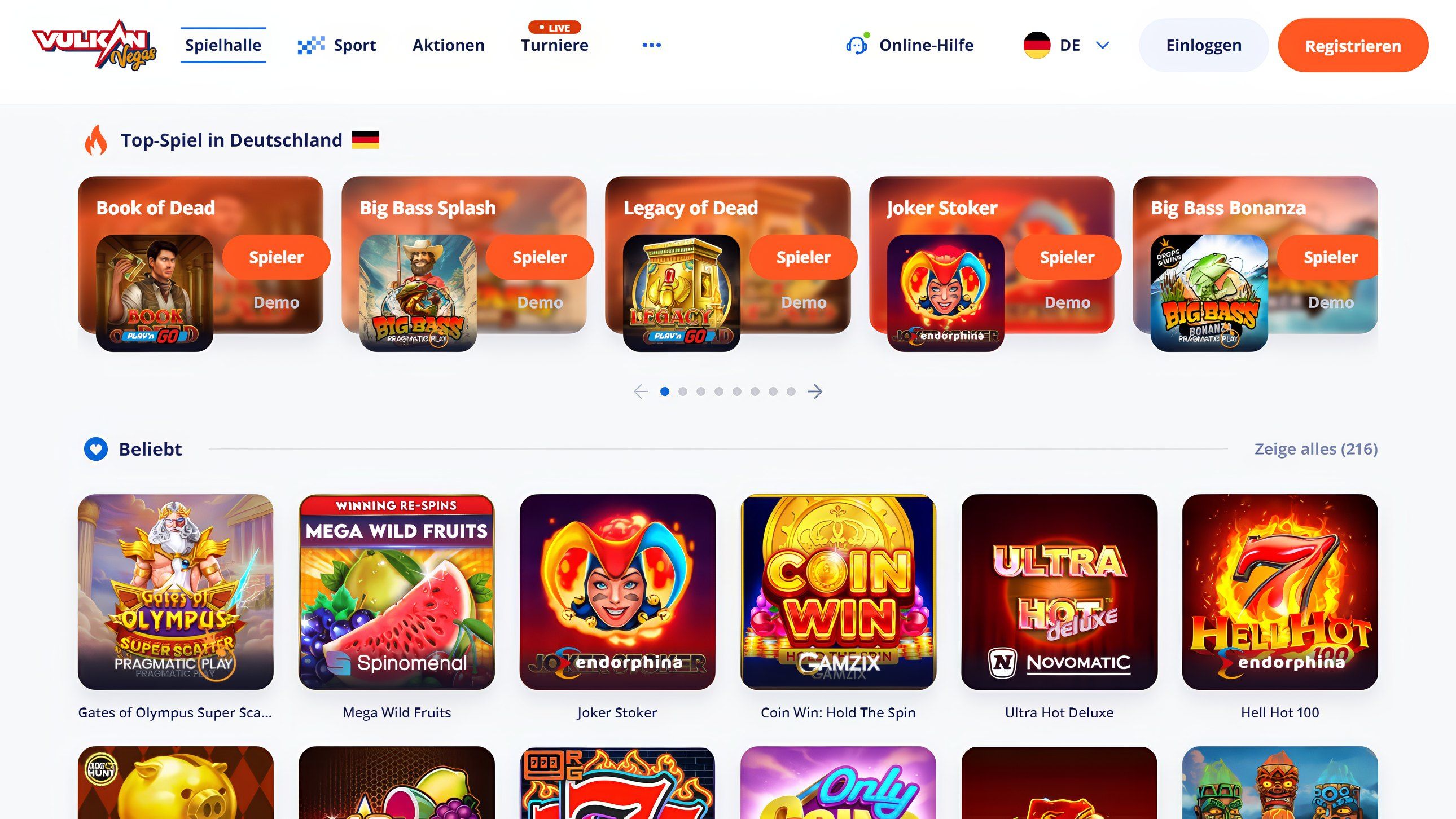 Vulkan Vegas Slots Desktop