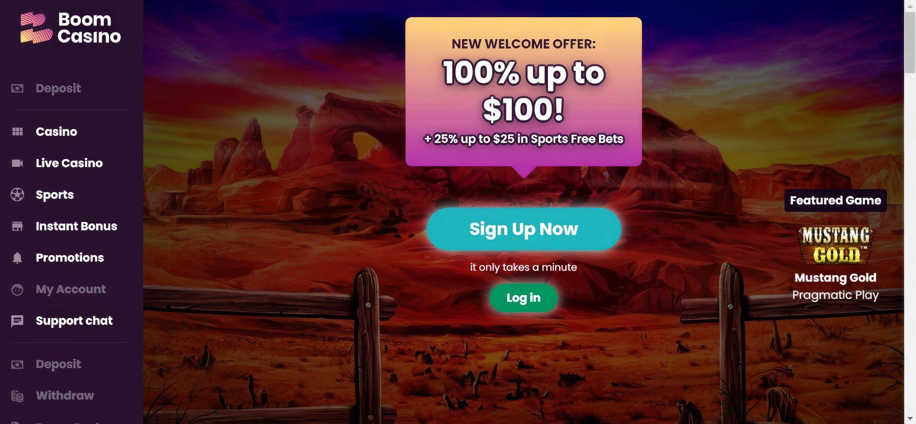 Boom Casino desktop screenshot 1