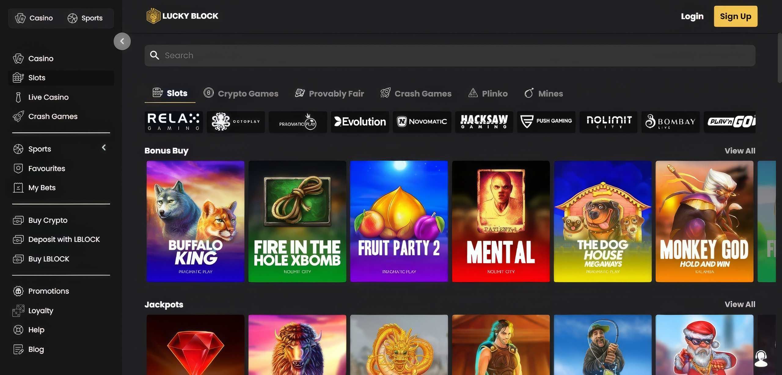 Lucky Block Casino desktop screenshot 1