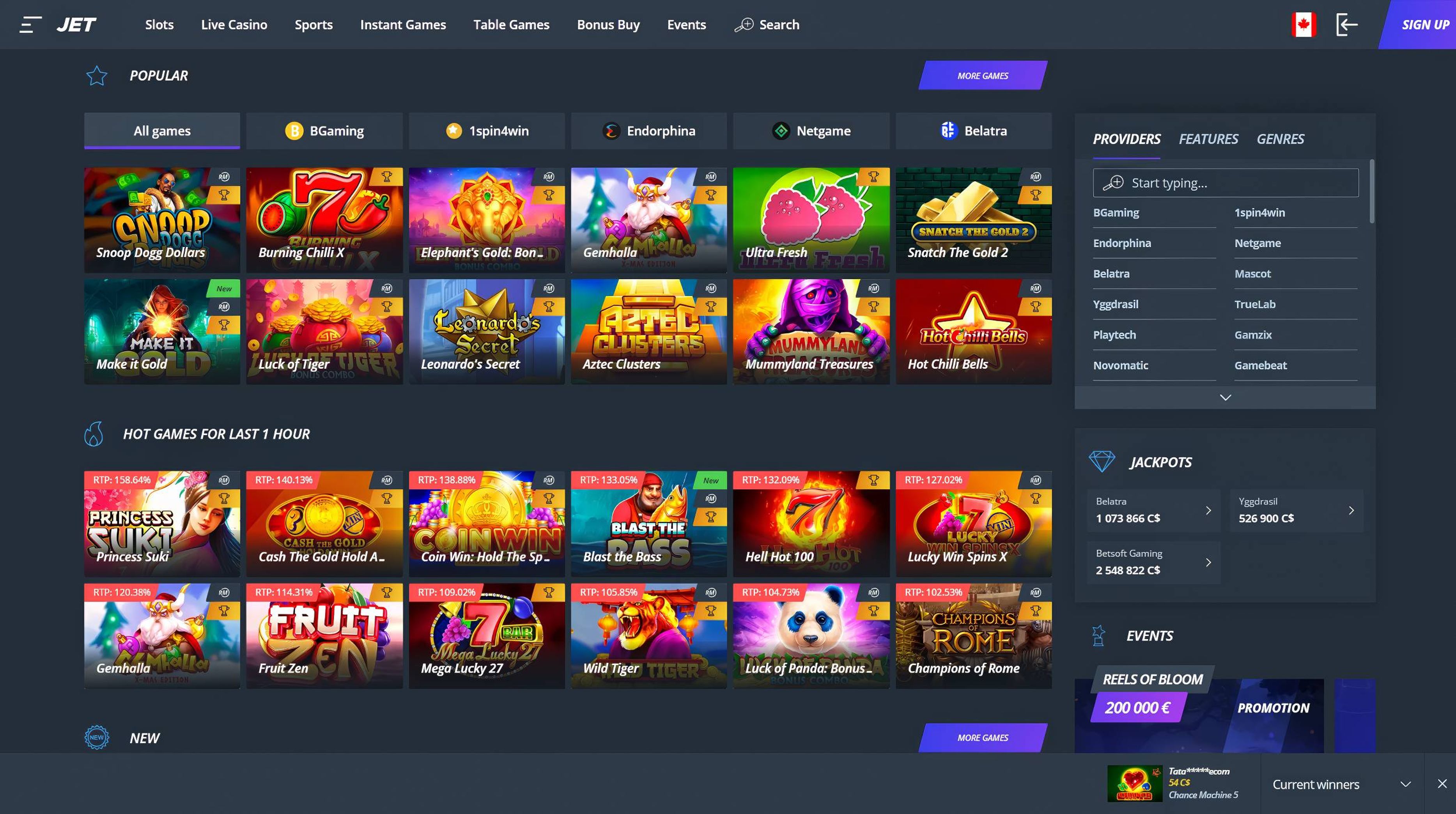 Jet Casino desktop screenshot 2