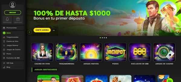 Página principal de 888 casino