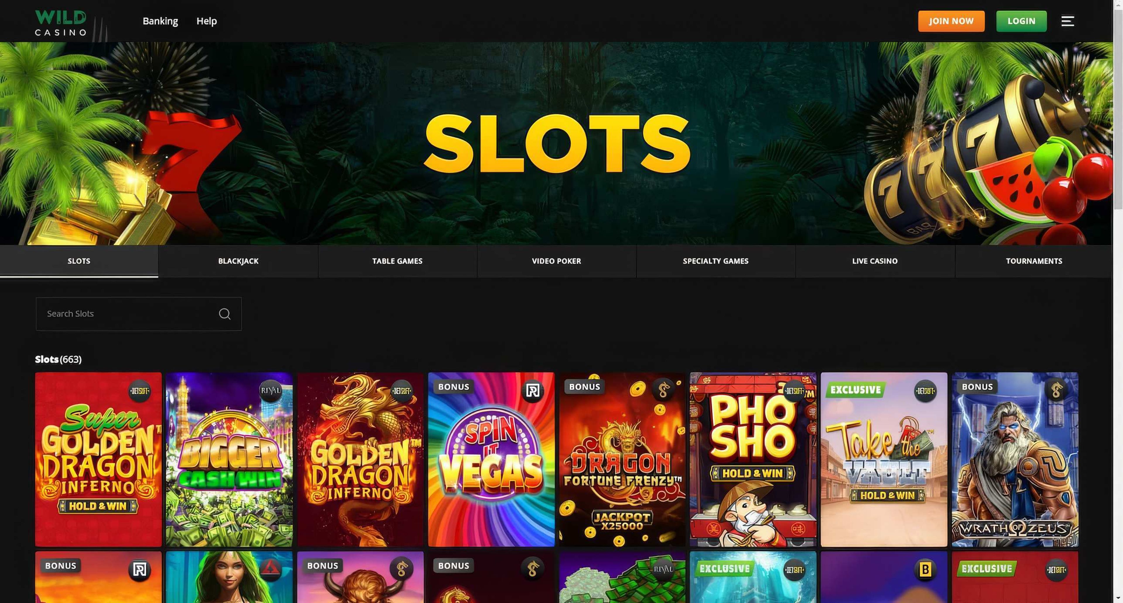 Wild Casino desktop screenshot 2