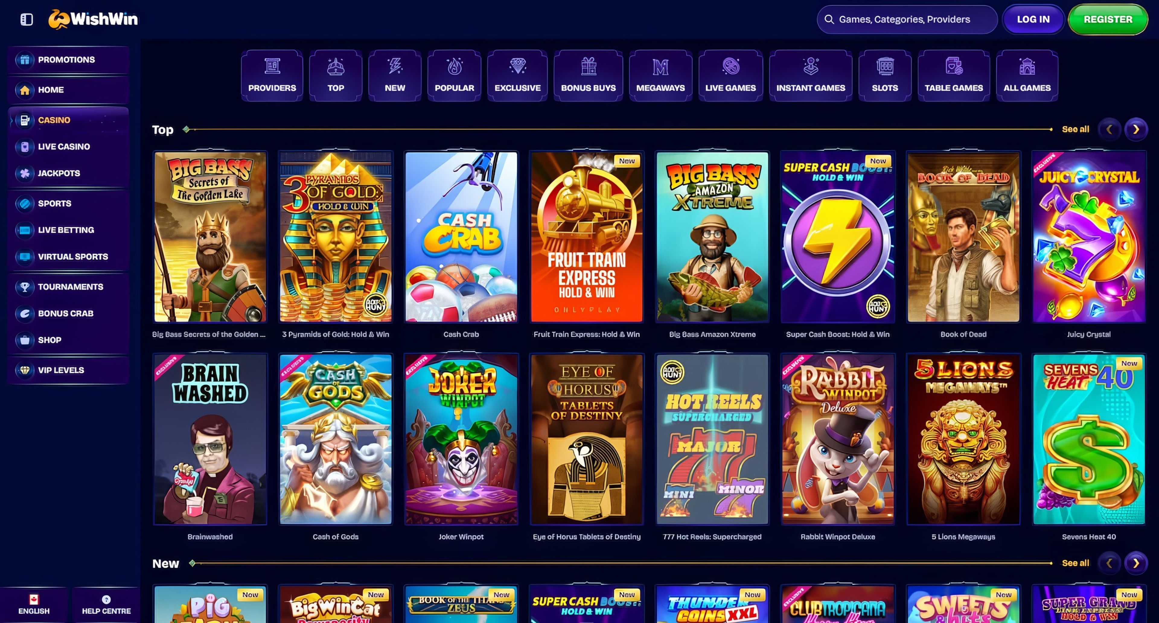 Wishwin Casino desktop screenshot 2