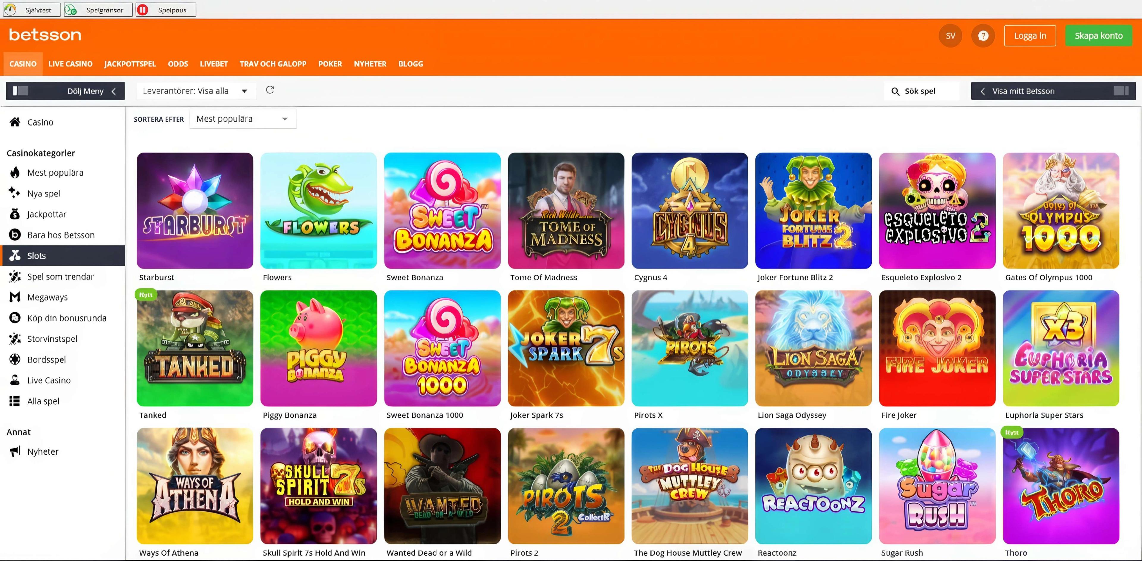 Betsson desktop screenshot 2