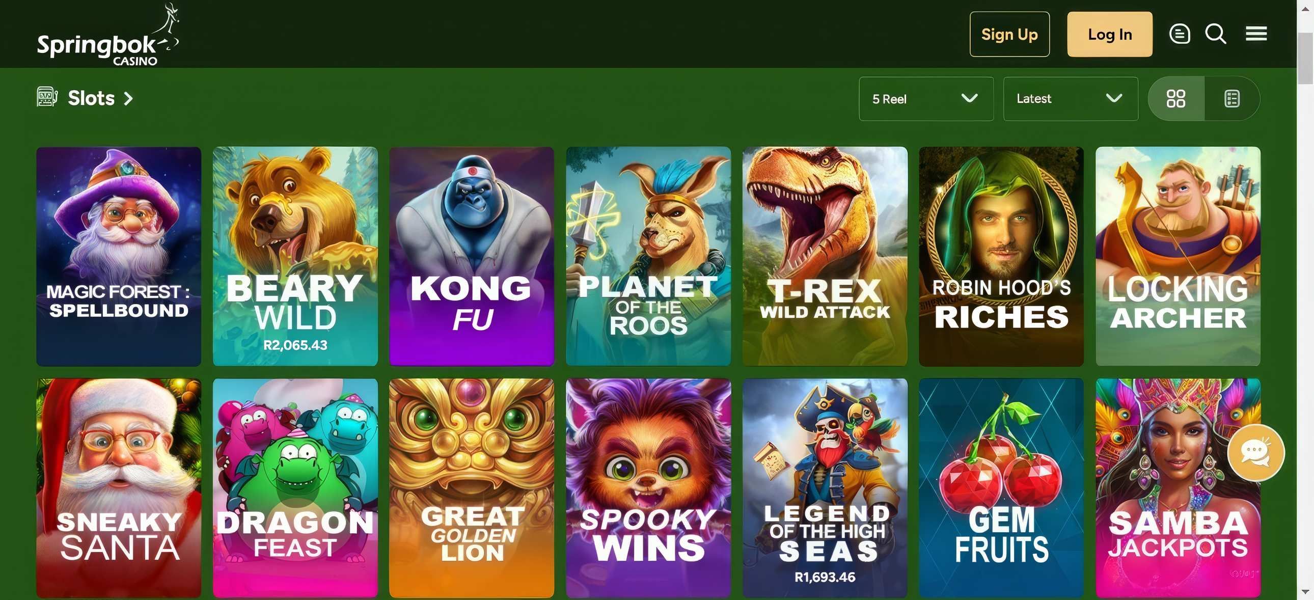 Springbok Casino desktop screenshot 2