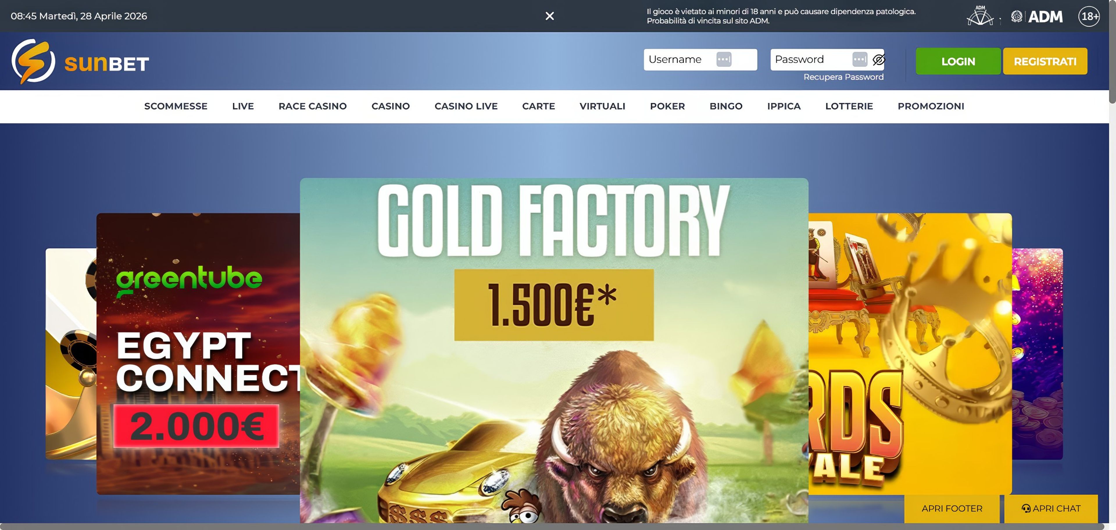 Sunbet.it desktop screenshot 1
