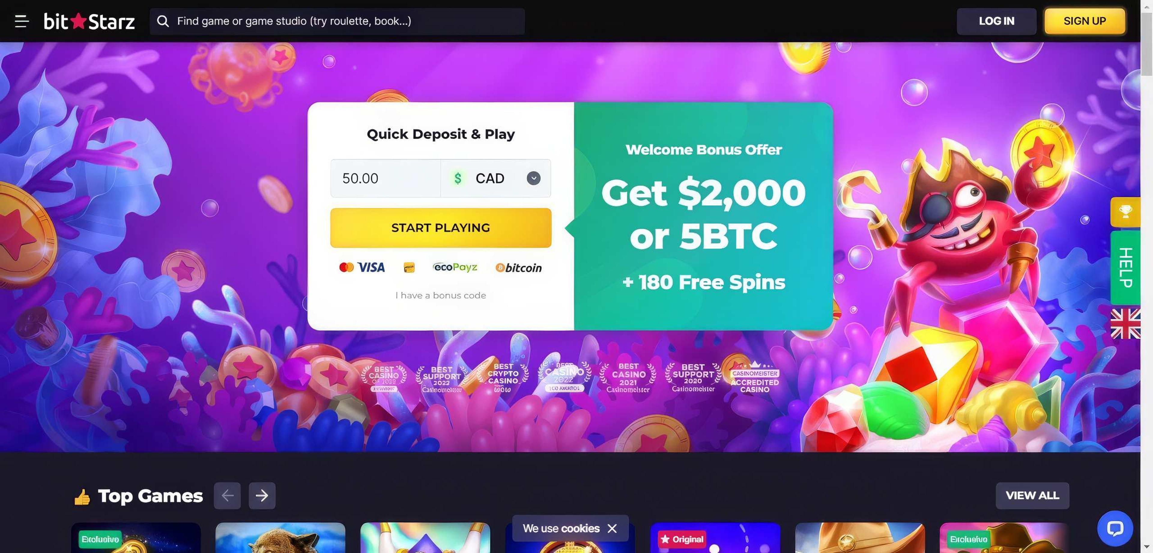 BitStarz desktop screenshot 1