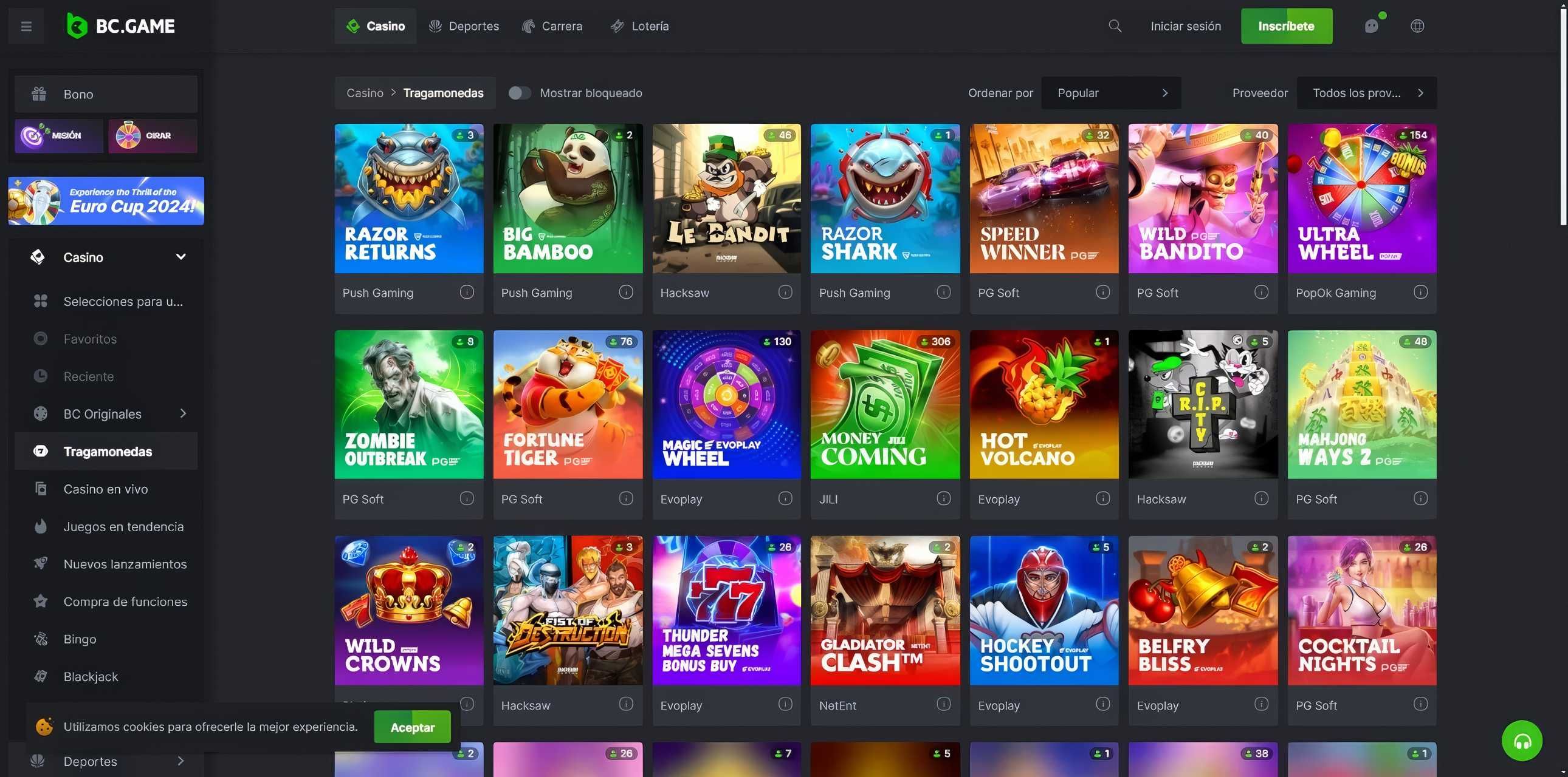 BC.game desktop screenshot 2