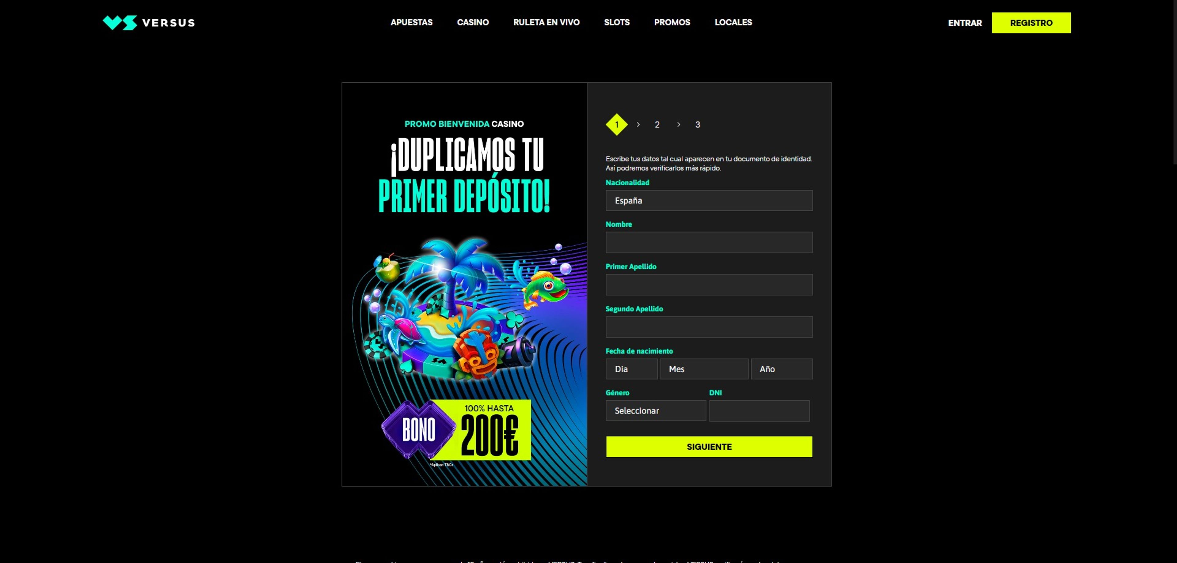 Versus Casino desktop screenshot 5