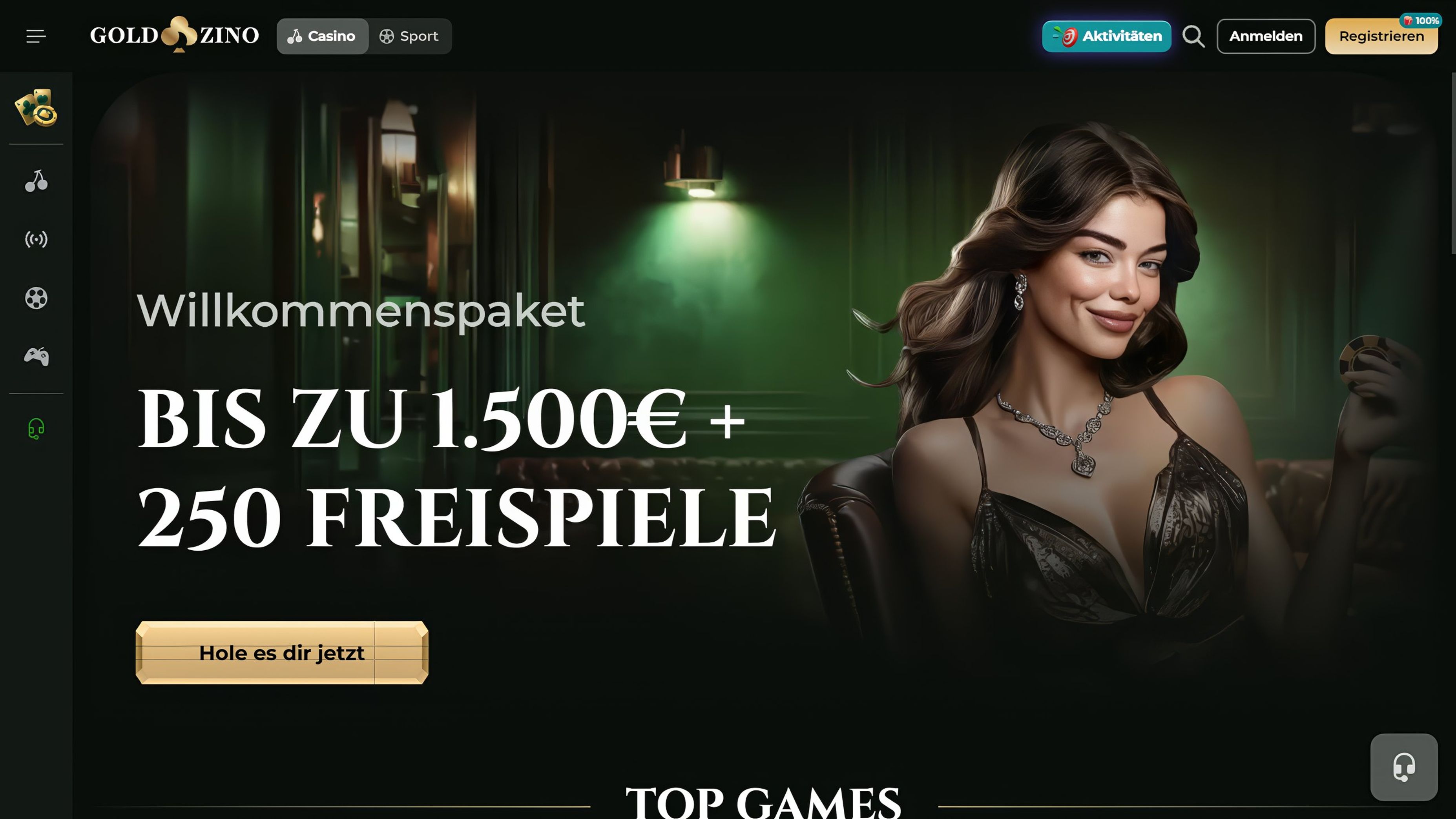 Goldzino Casino desktop screenshot 1