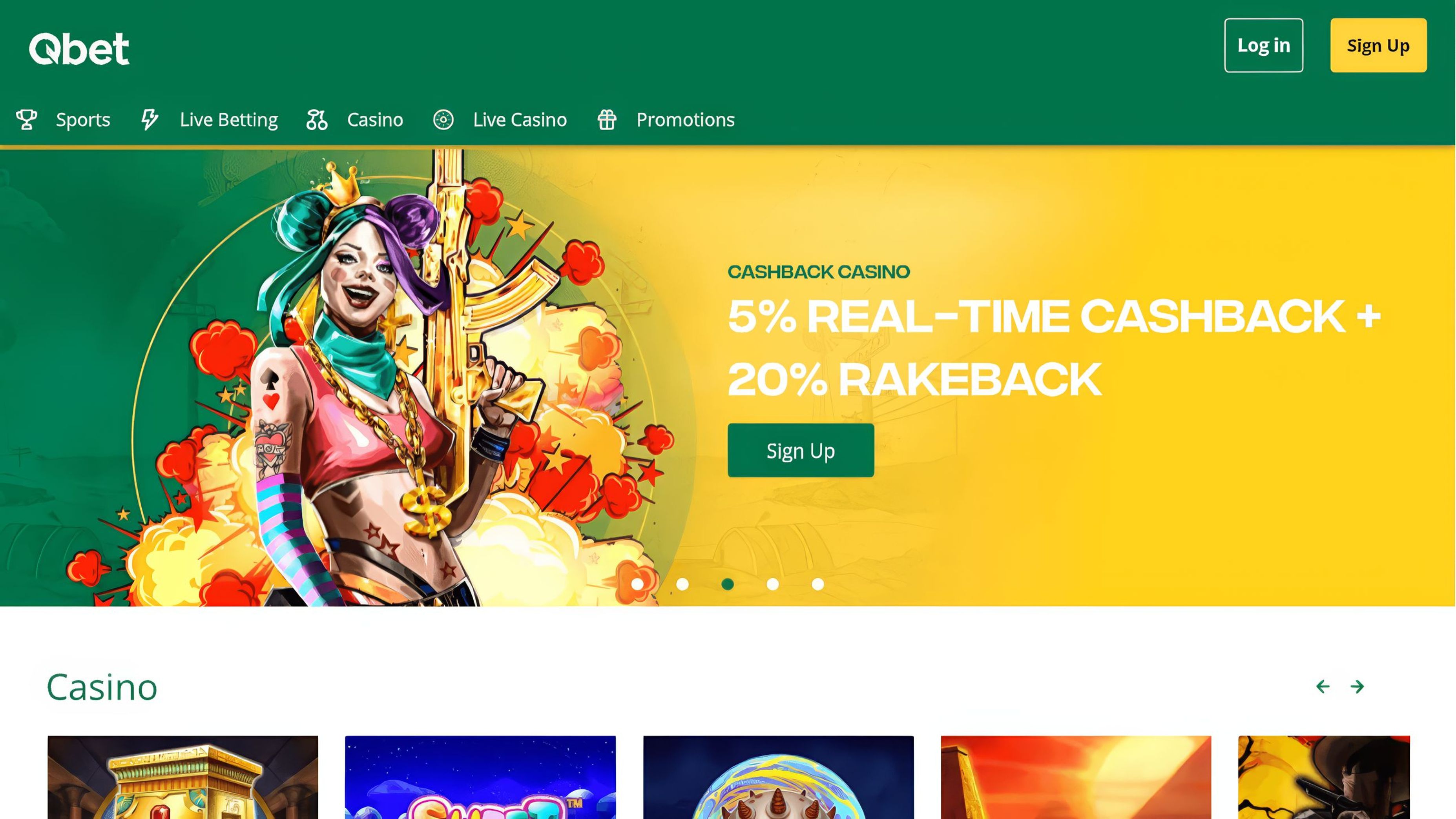 QBet Casino desktop screenshot 1