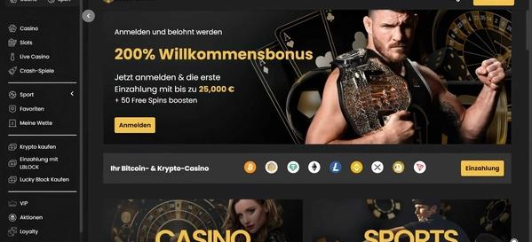 Lucky Block Casino desktop screenshot 1