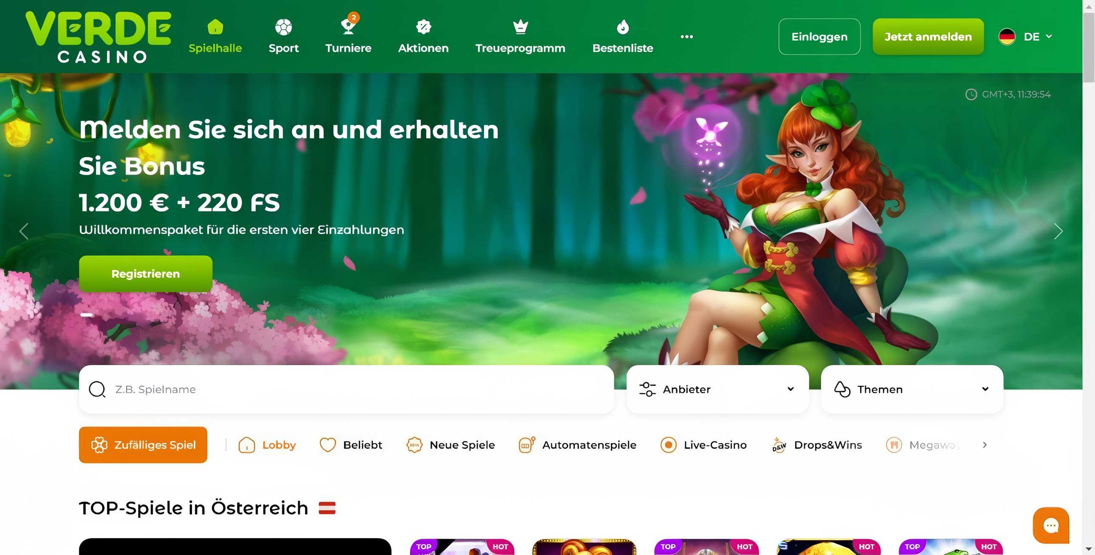 Verde Casino desktop screenshot 1