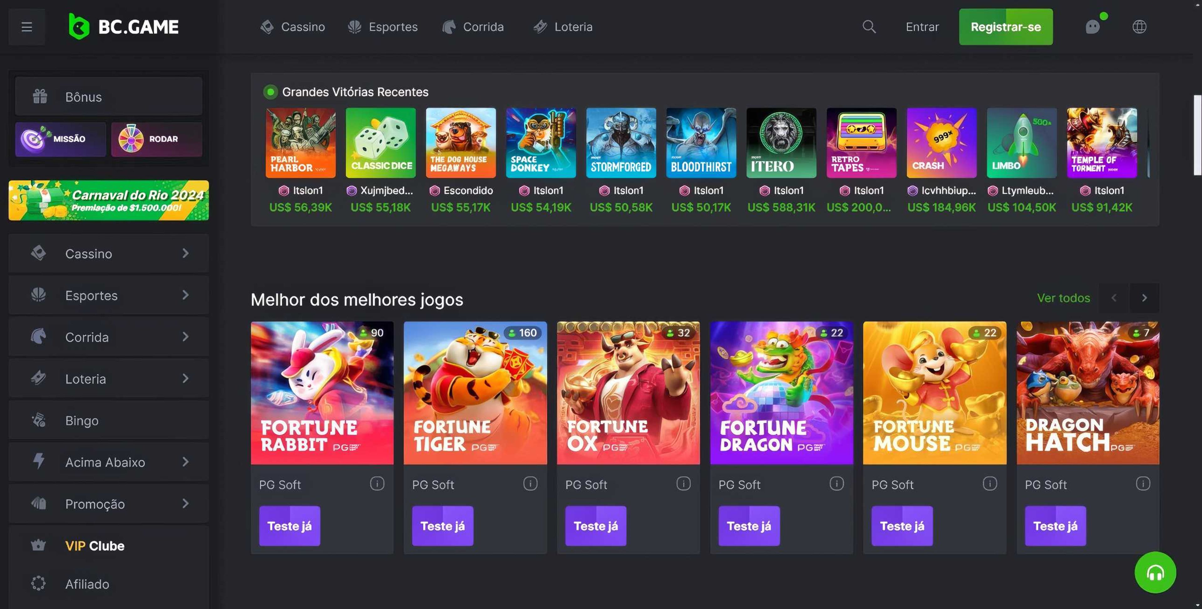 BC.game desktop screenshot 1