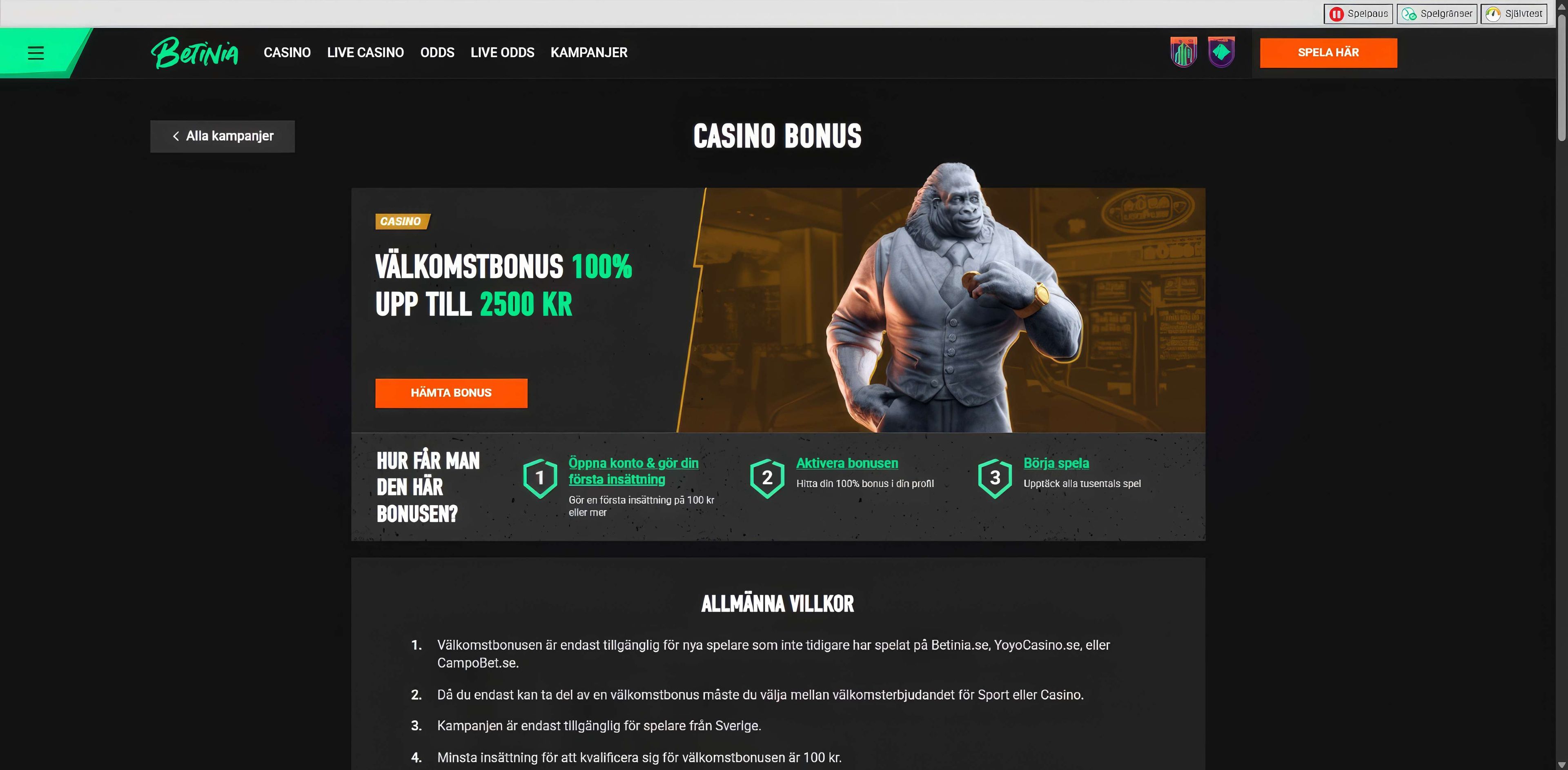 Betinia desktop screenshot 1