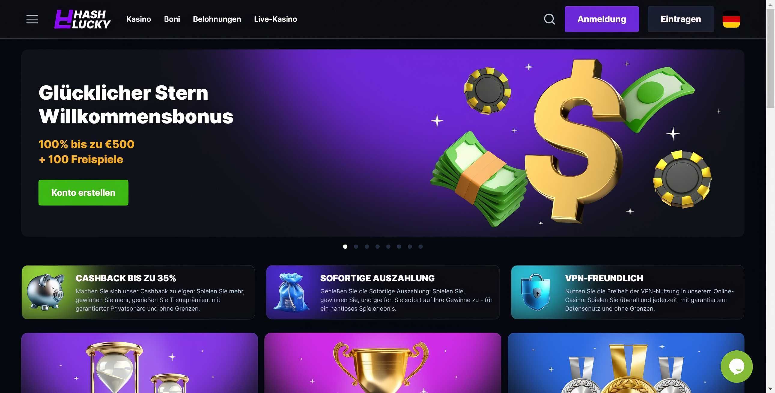 Hashlucky Casino desktop screenshot 1
