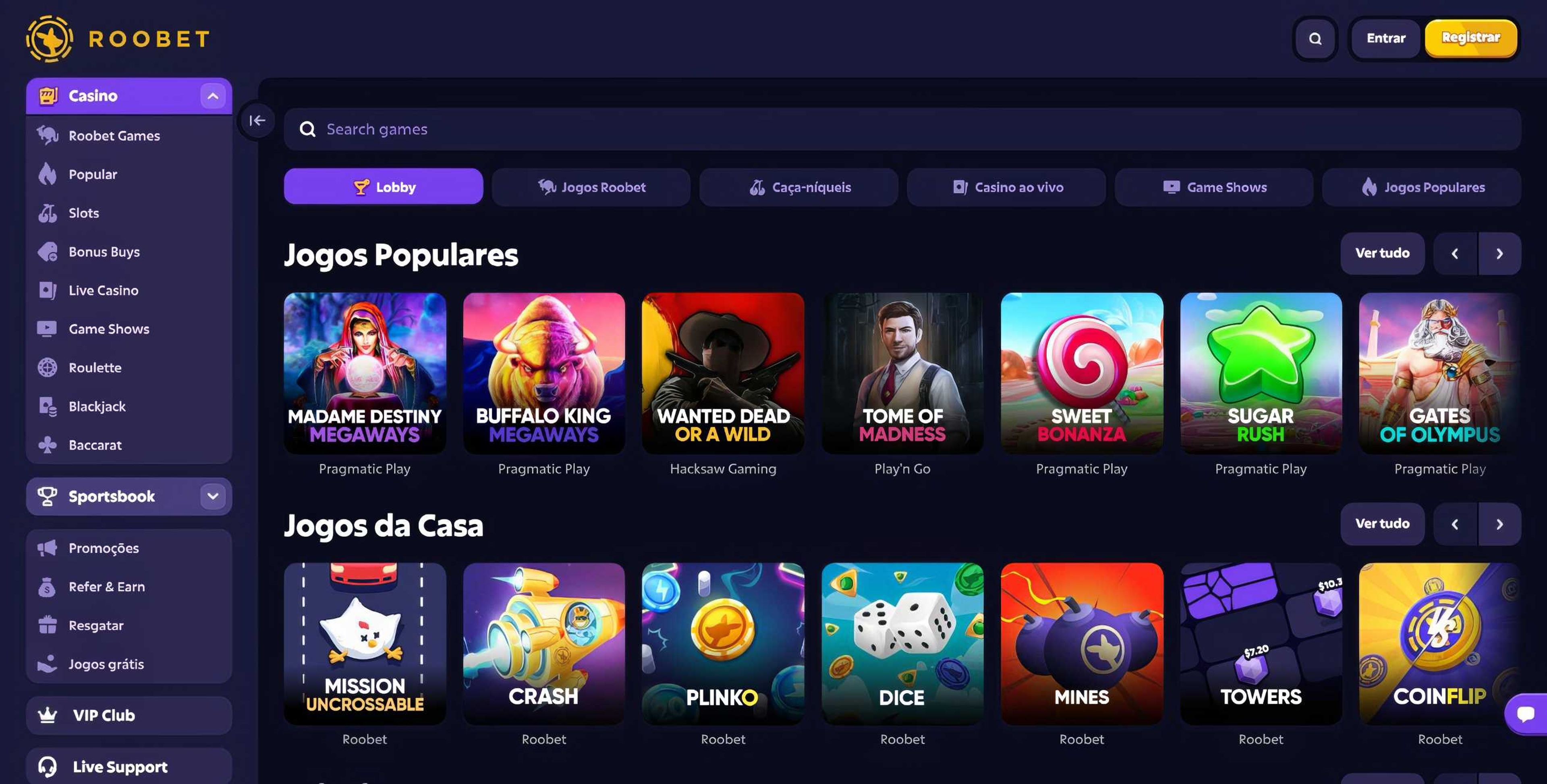 Roobet desktop screenshot 1