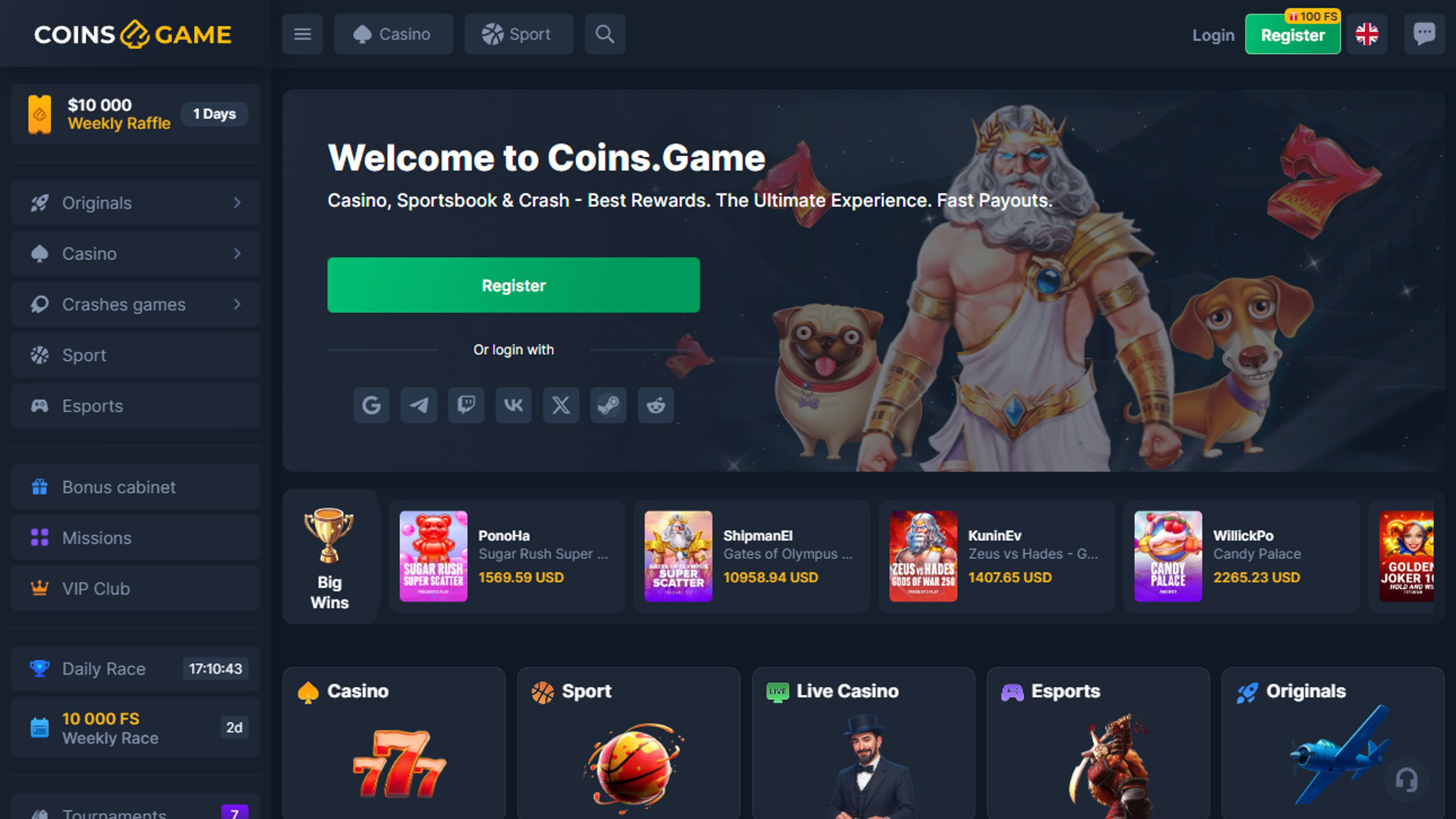 Coins.game desktop screenshot 1