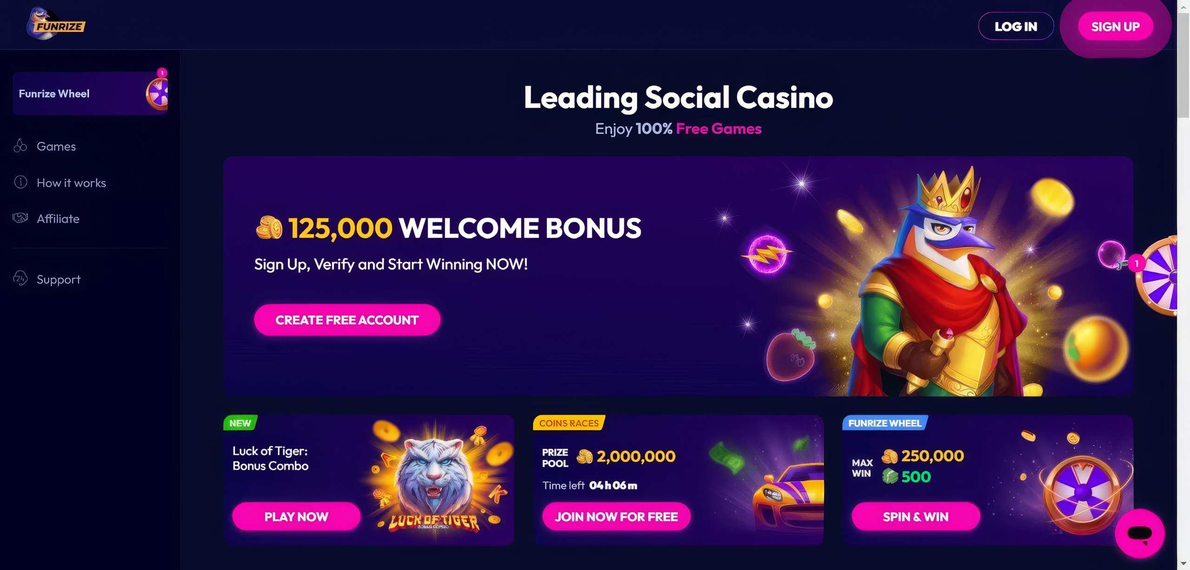 Funrize Casino desktop screenshot 1