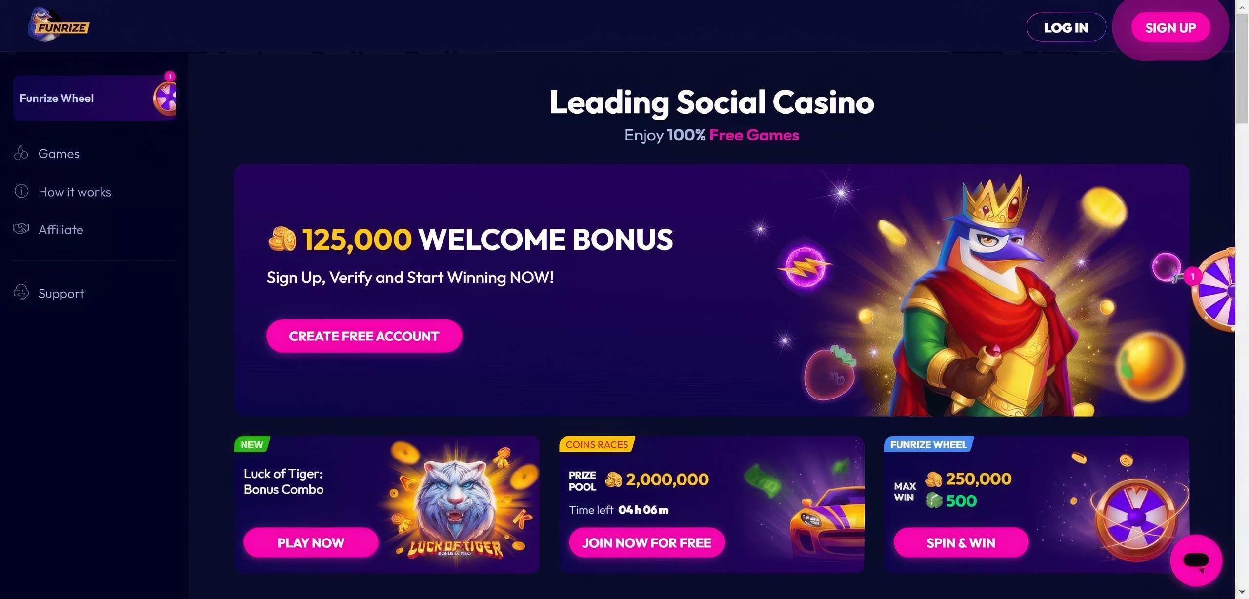 Funrize Casino desktop screenshot 1