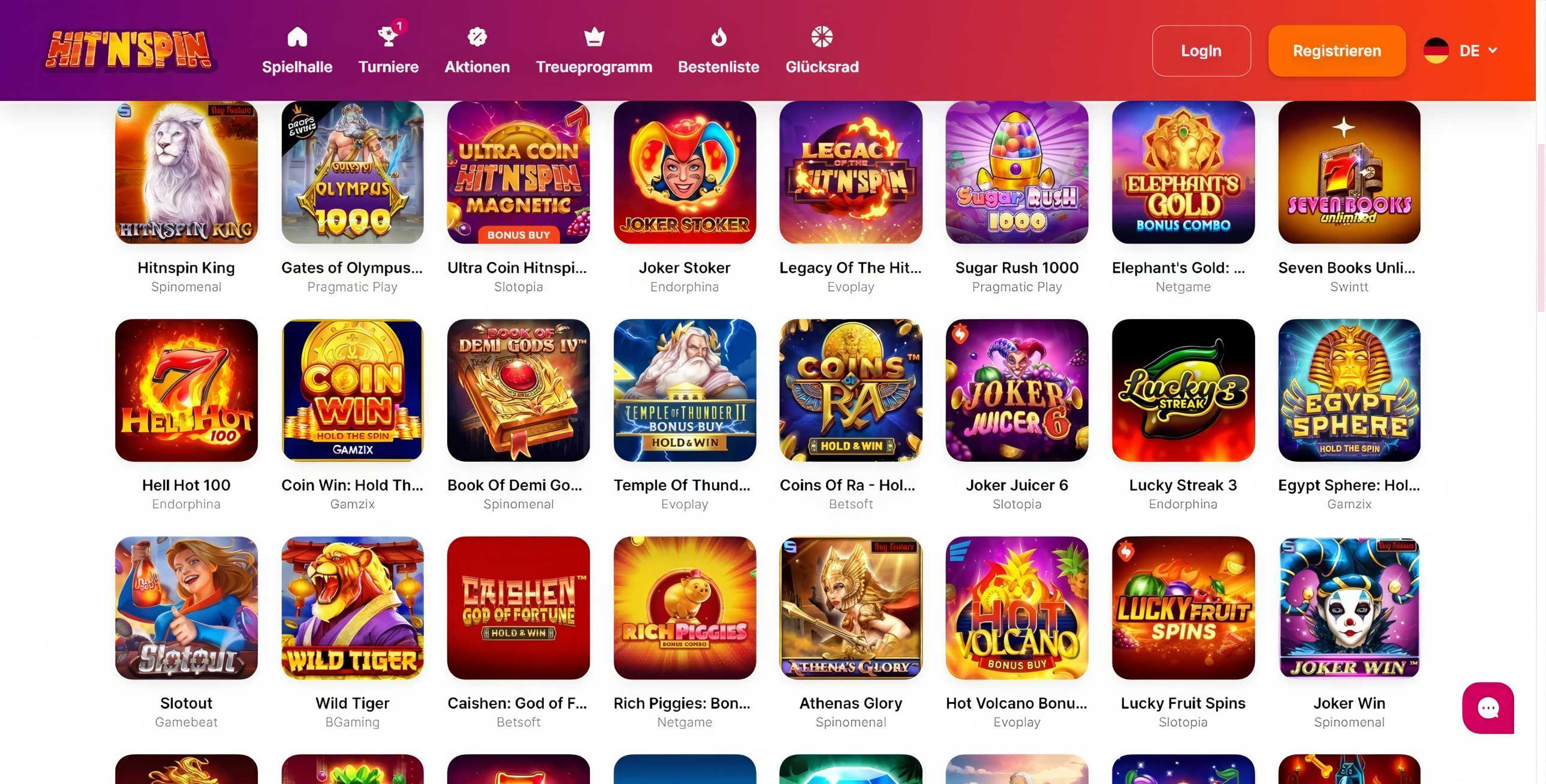 Hitnspin Casino desktop screenshot 2