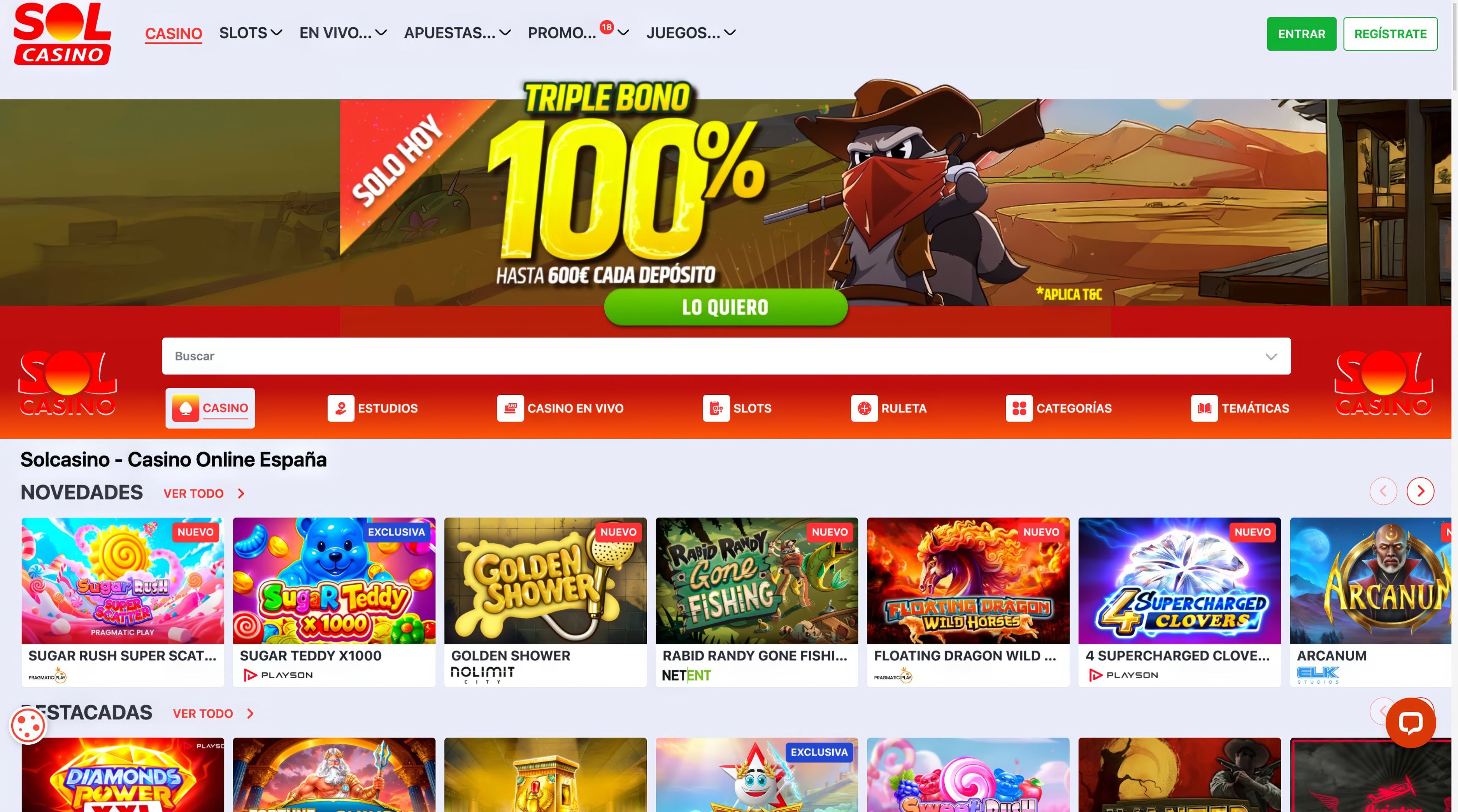 Solcasino.es desktop screenshot 1