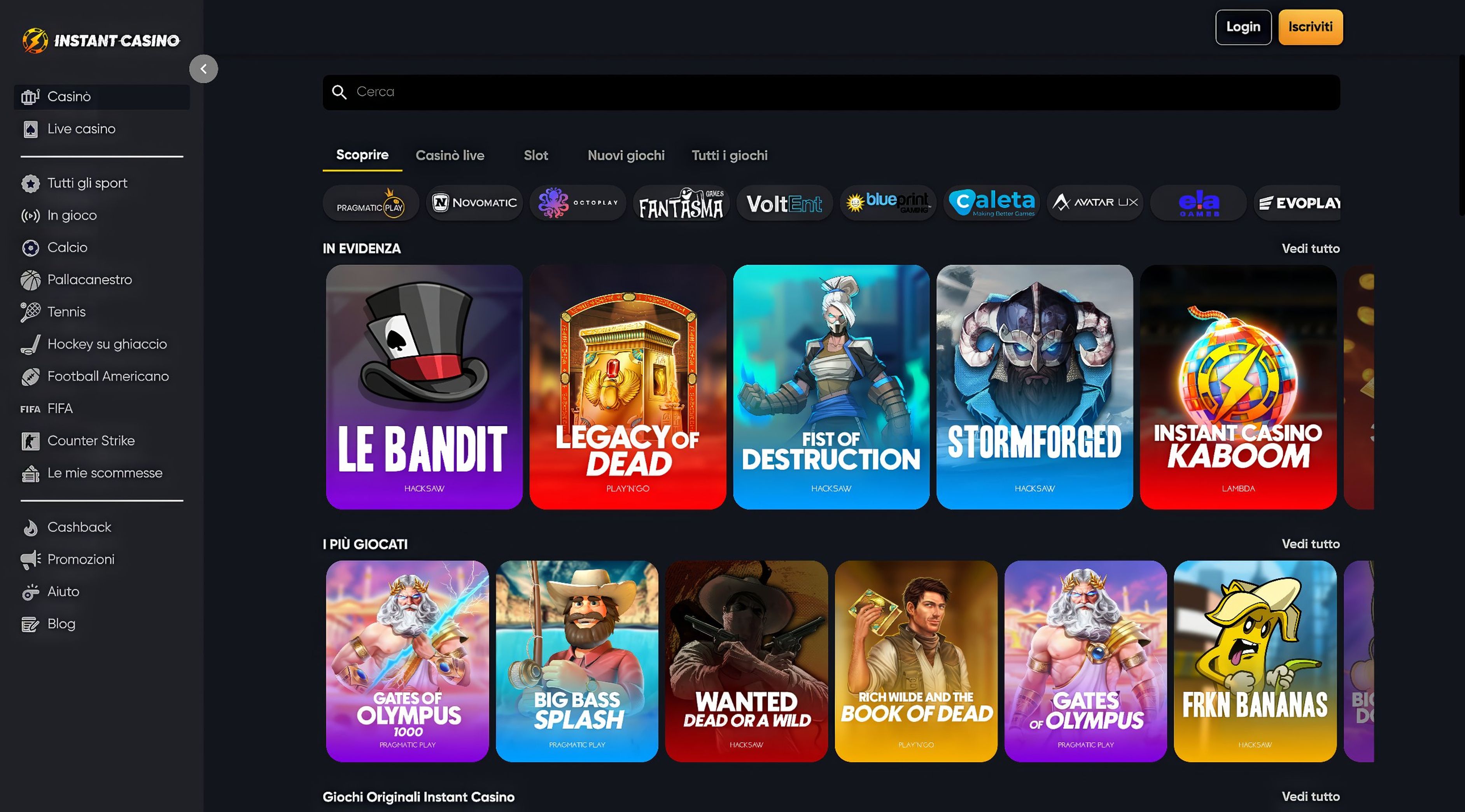 Instant Casino desktop screenshot 2
