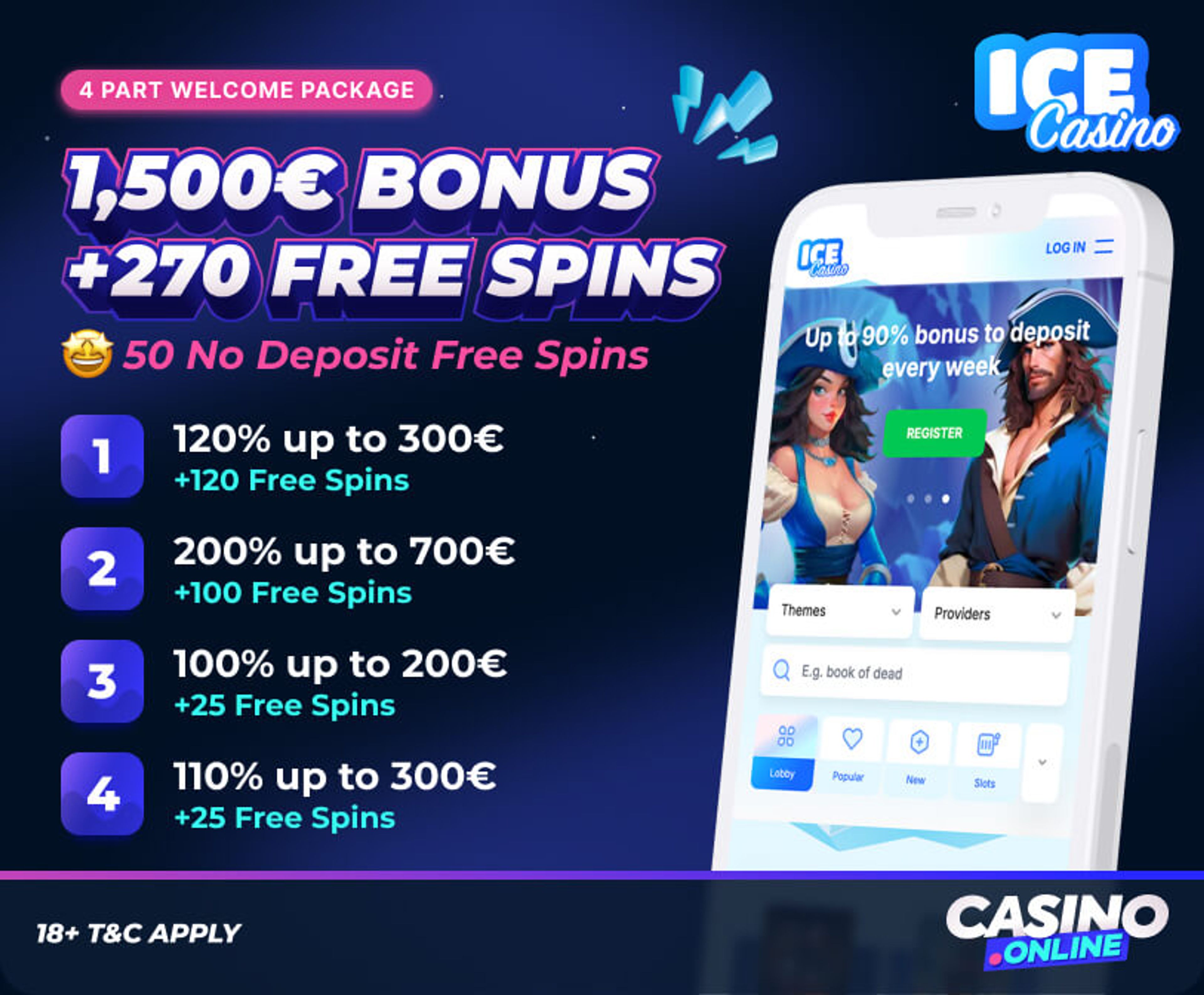 Ice Casino Bonus - 50 No-Deposit Free Spins
