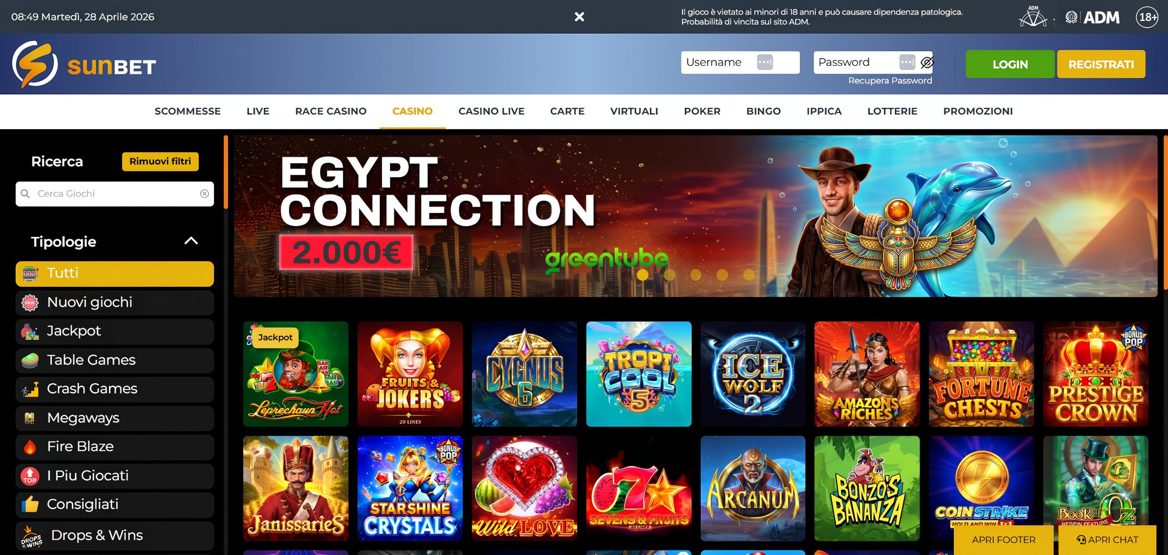 Sunbet.it desktop screenshot 2
