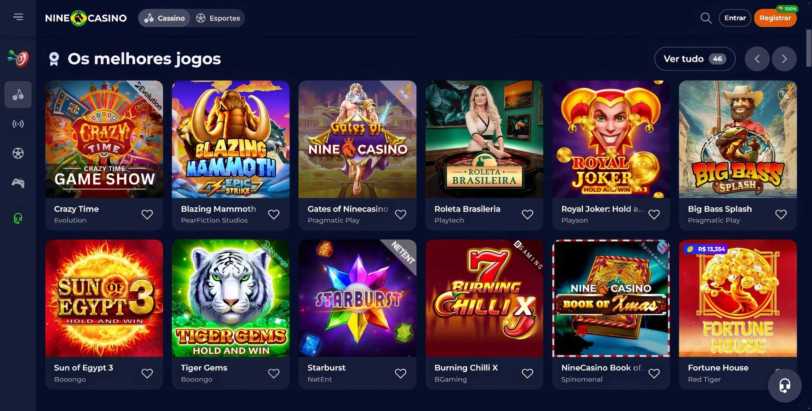 Nine Casino desktop screenshot 1