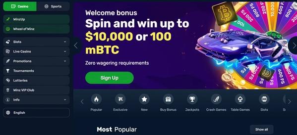 Winz.io Homepage Desktop