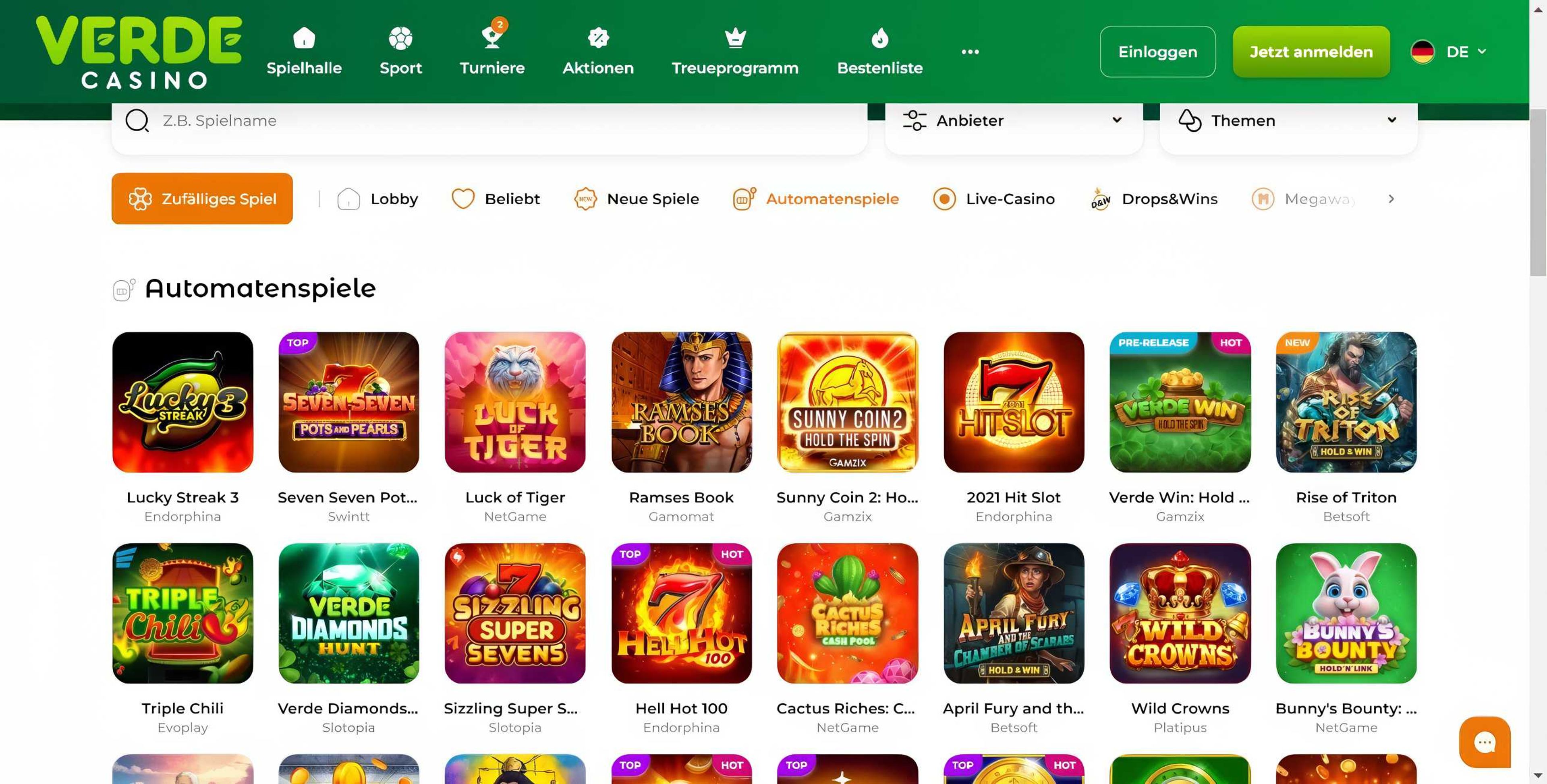 Verde Casino desktop screenshot 2