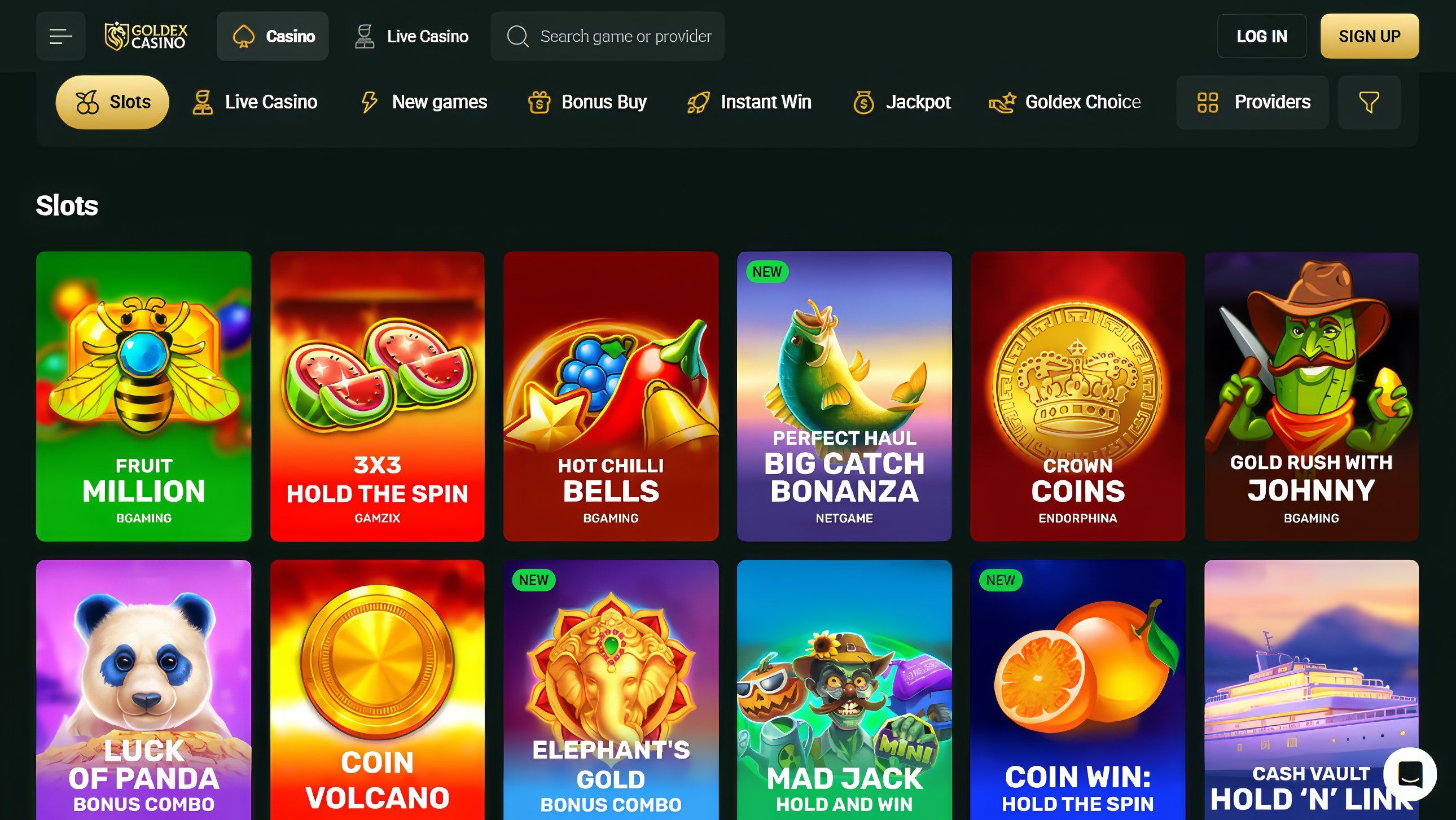 Goldex Casino desktop screenshot 2