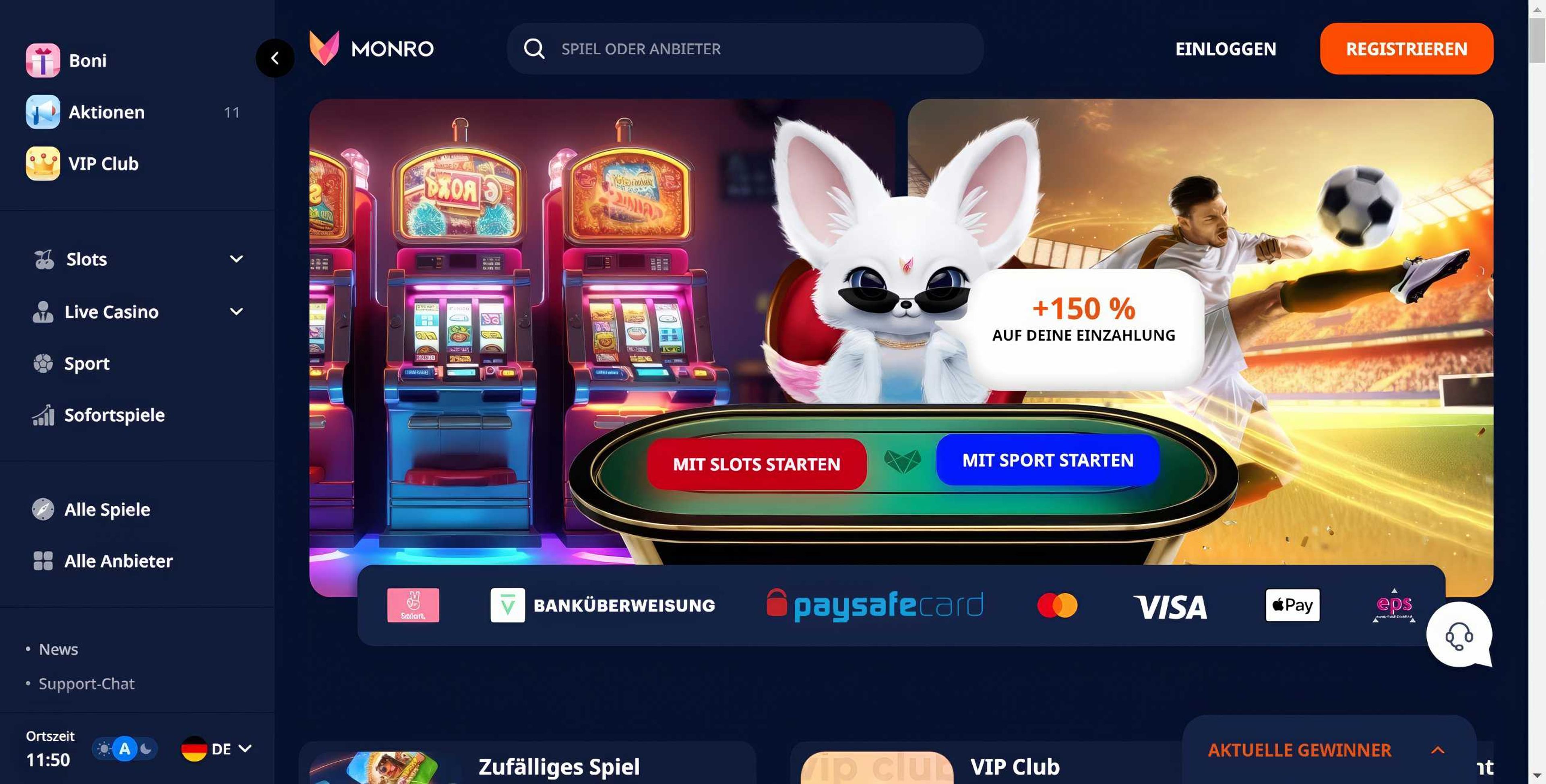 Monro Casino desktop screenshot 1