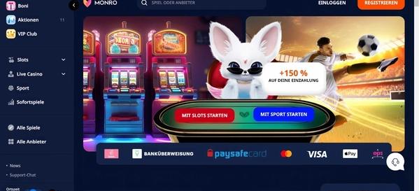 Monro Casino Desktop Home