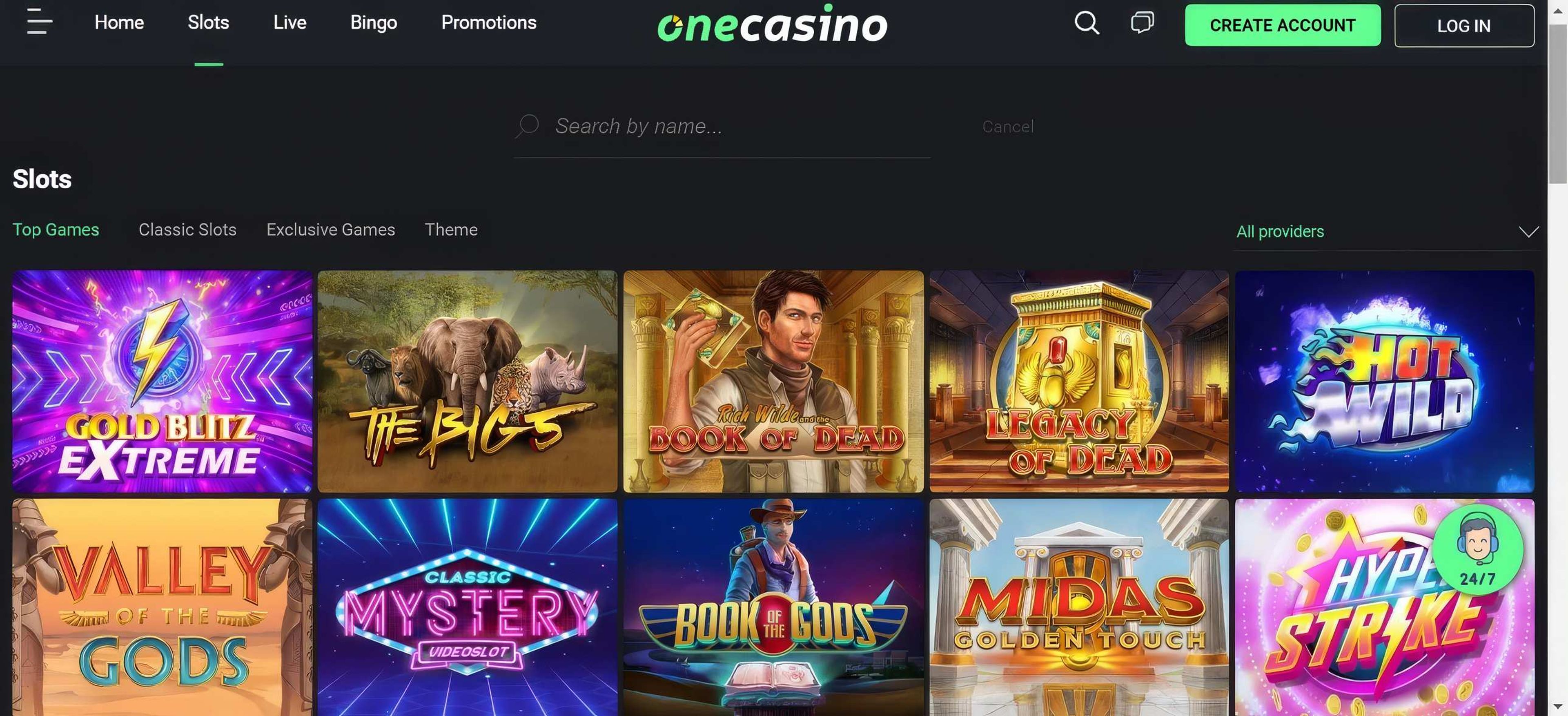 One Casino desktop screenshot 2