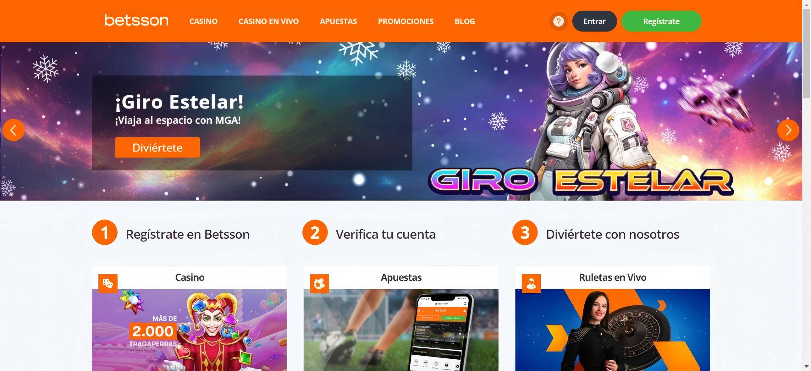 Pasos de registro desde el PC en Betsson