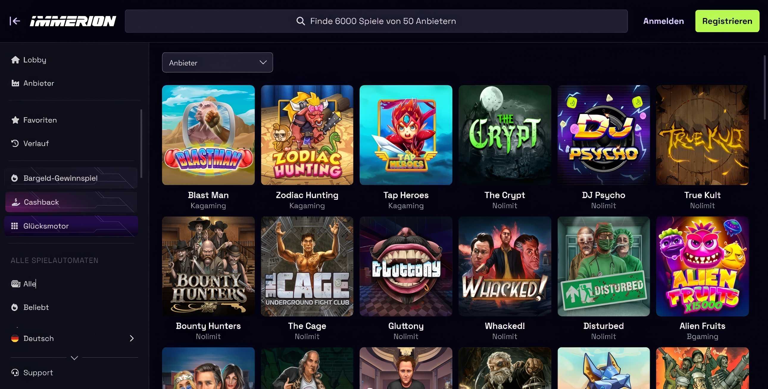 Immerion Casino desktop screenshot 2