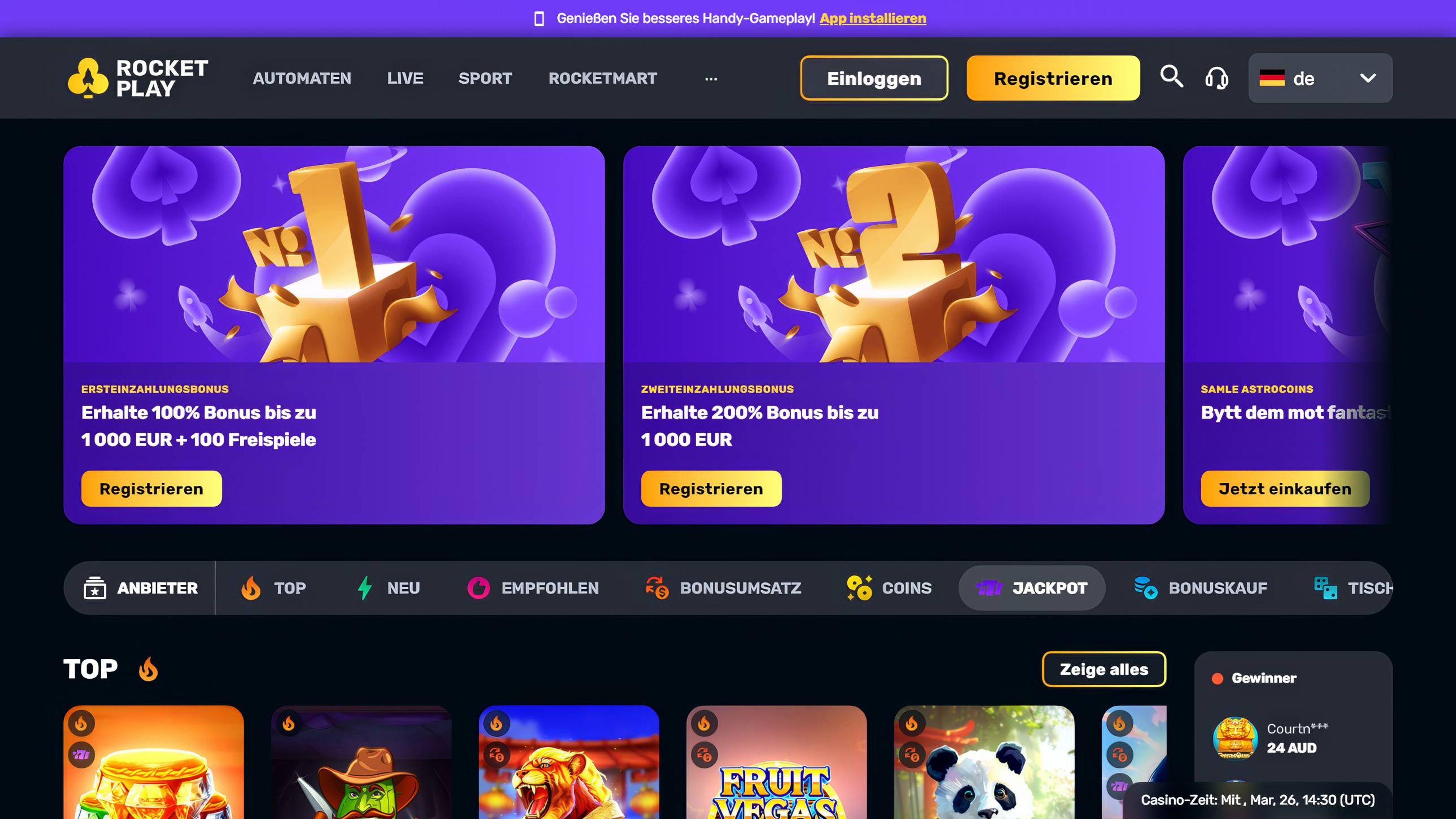 Rocketplay desktop screenshot 1