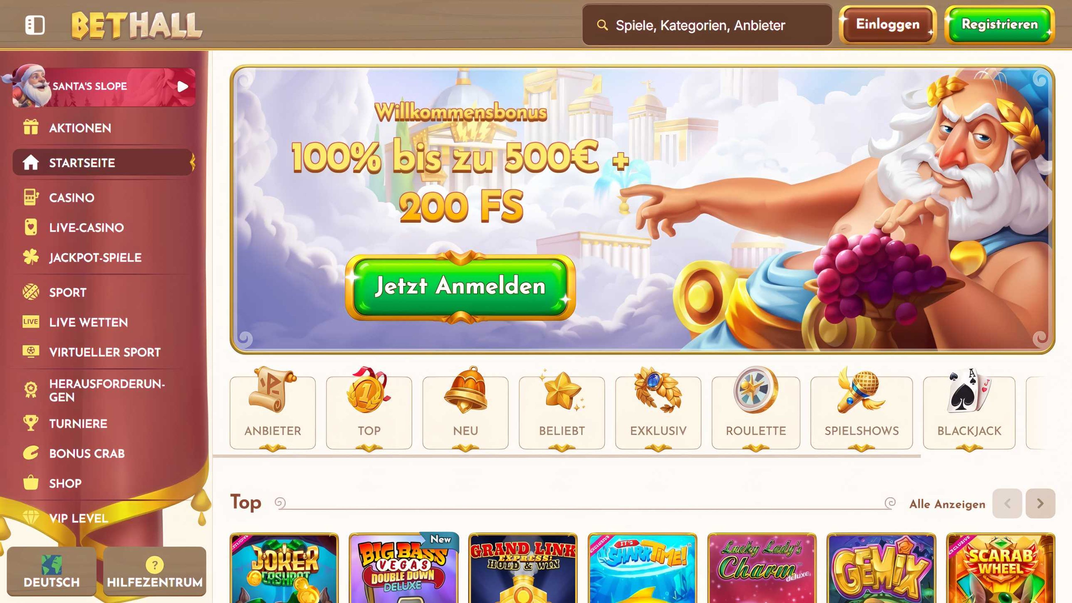 BetHall desktop screenshot 1