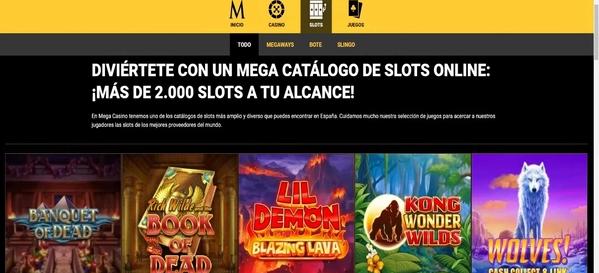 Lobby de slots de Mega Casino