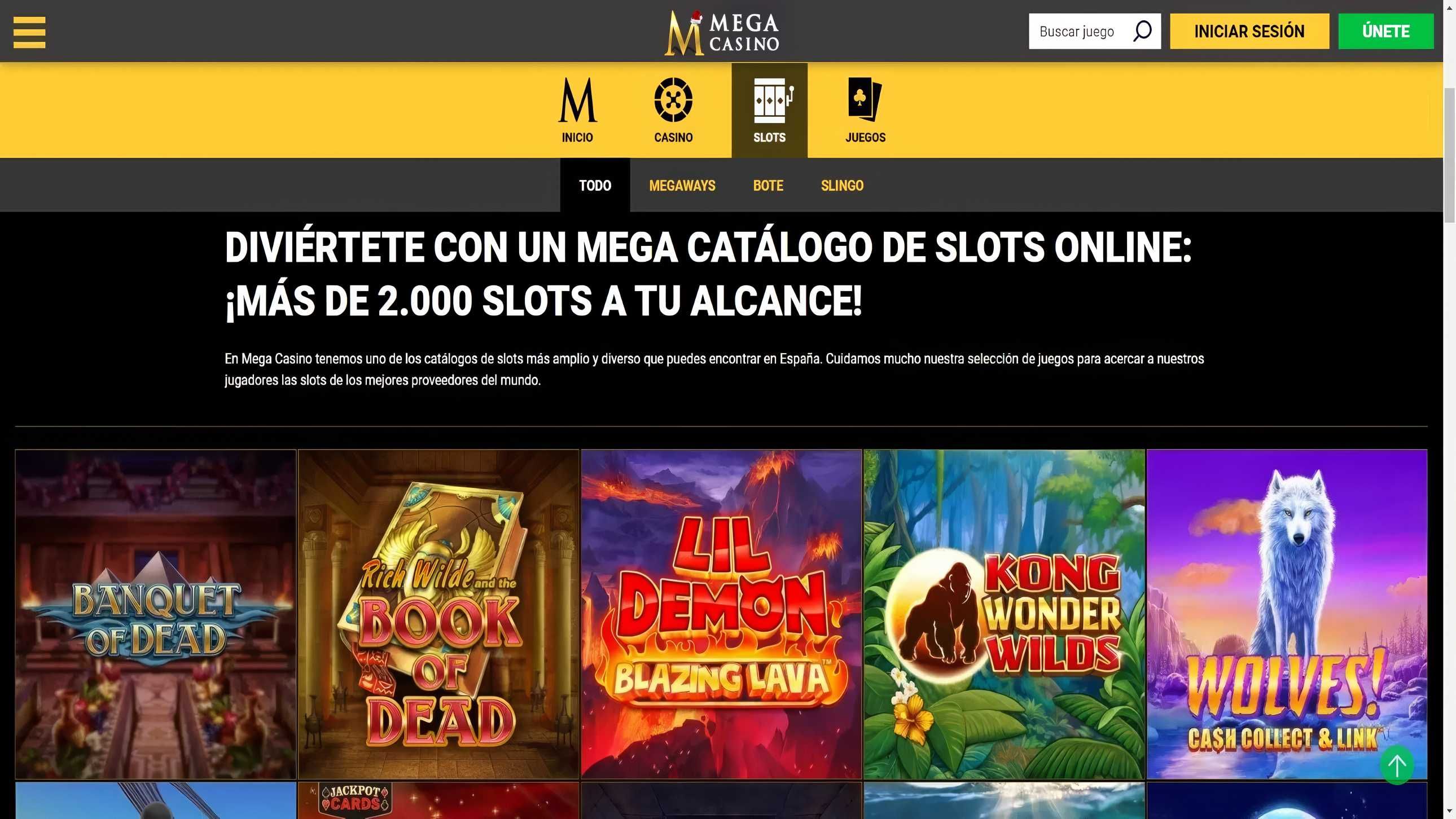 Mega Casino desktop screenshot 2