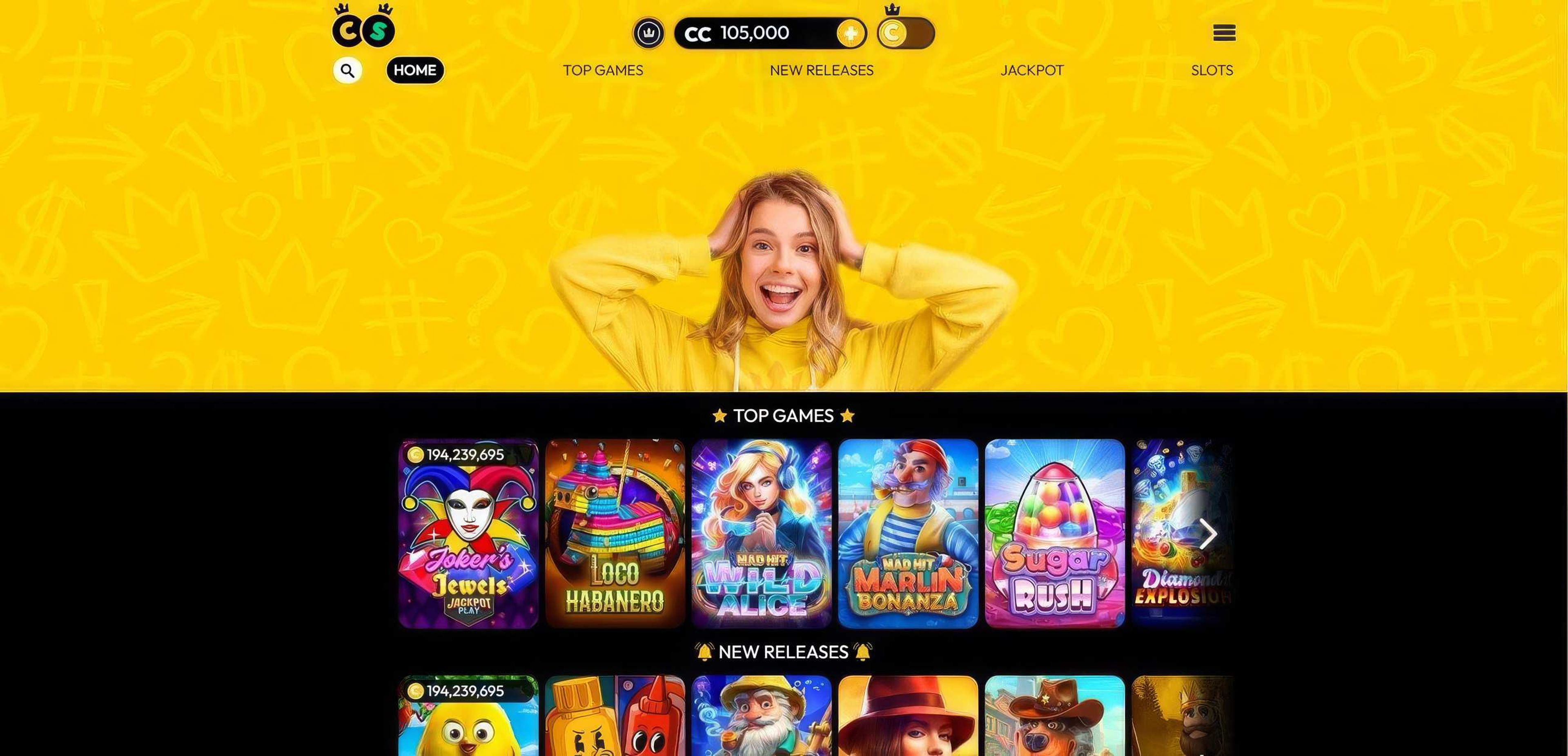Crown Coins Casino desktop screenshot 1