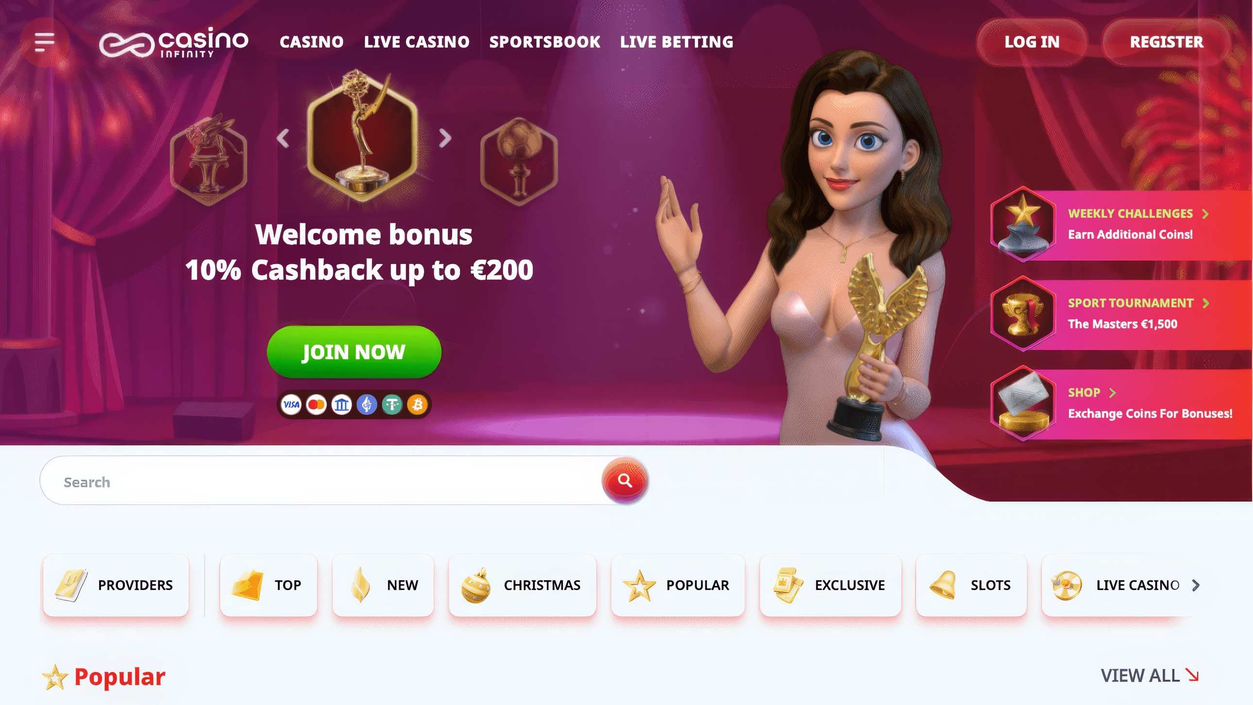 Casino Infinity desktop screenshot 1