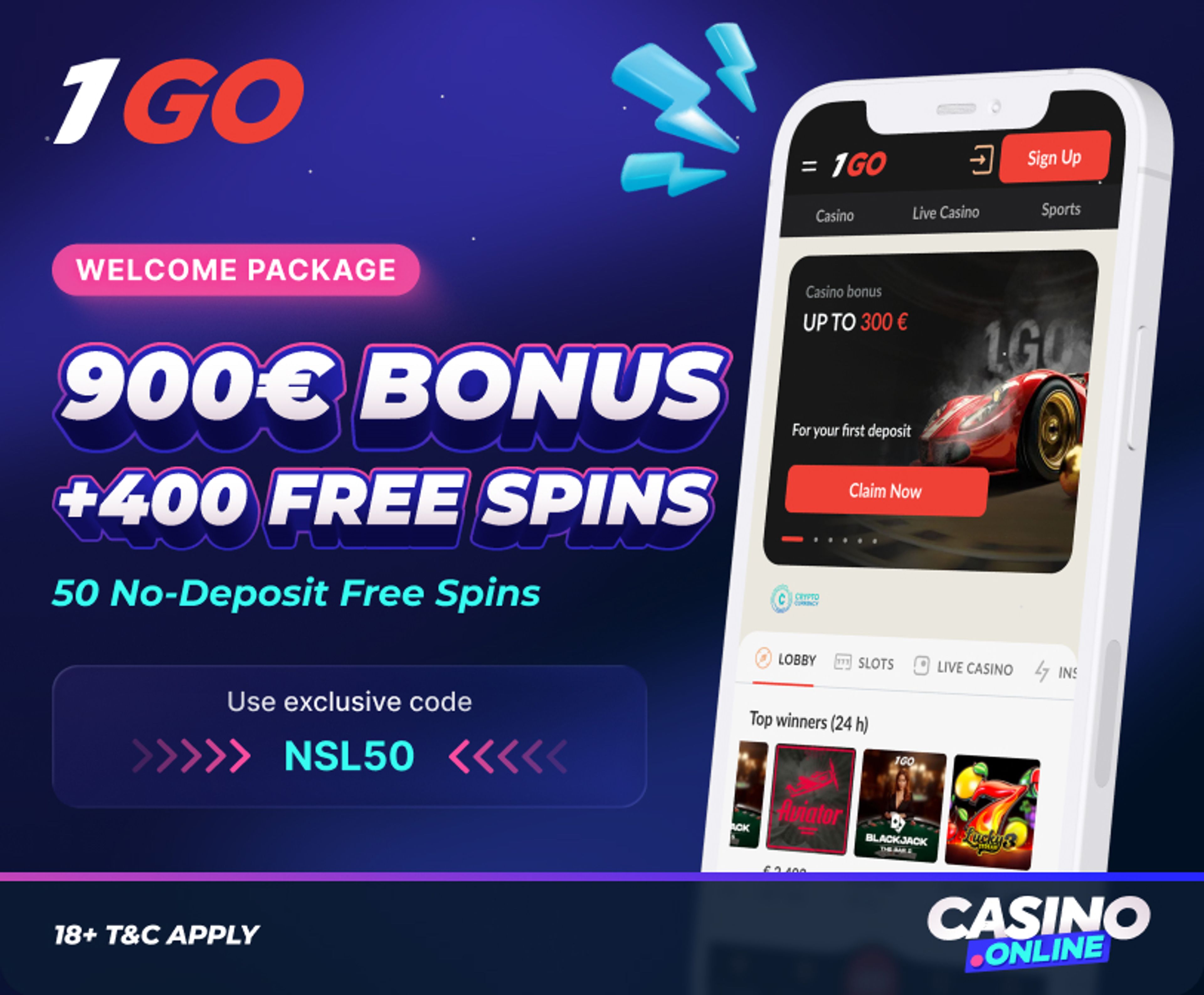 1GO casino welcome offer