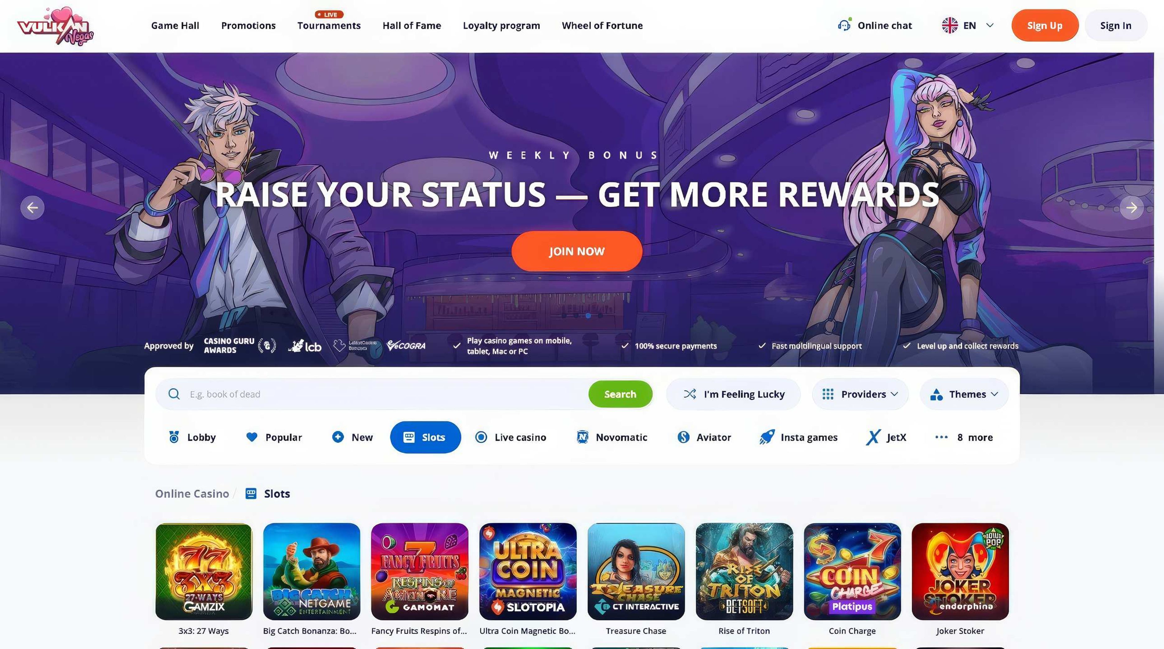 Vulkan Vegas desktop screenshot 2